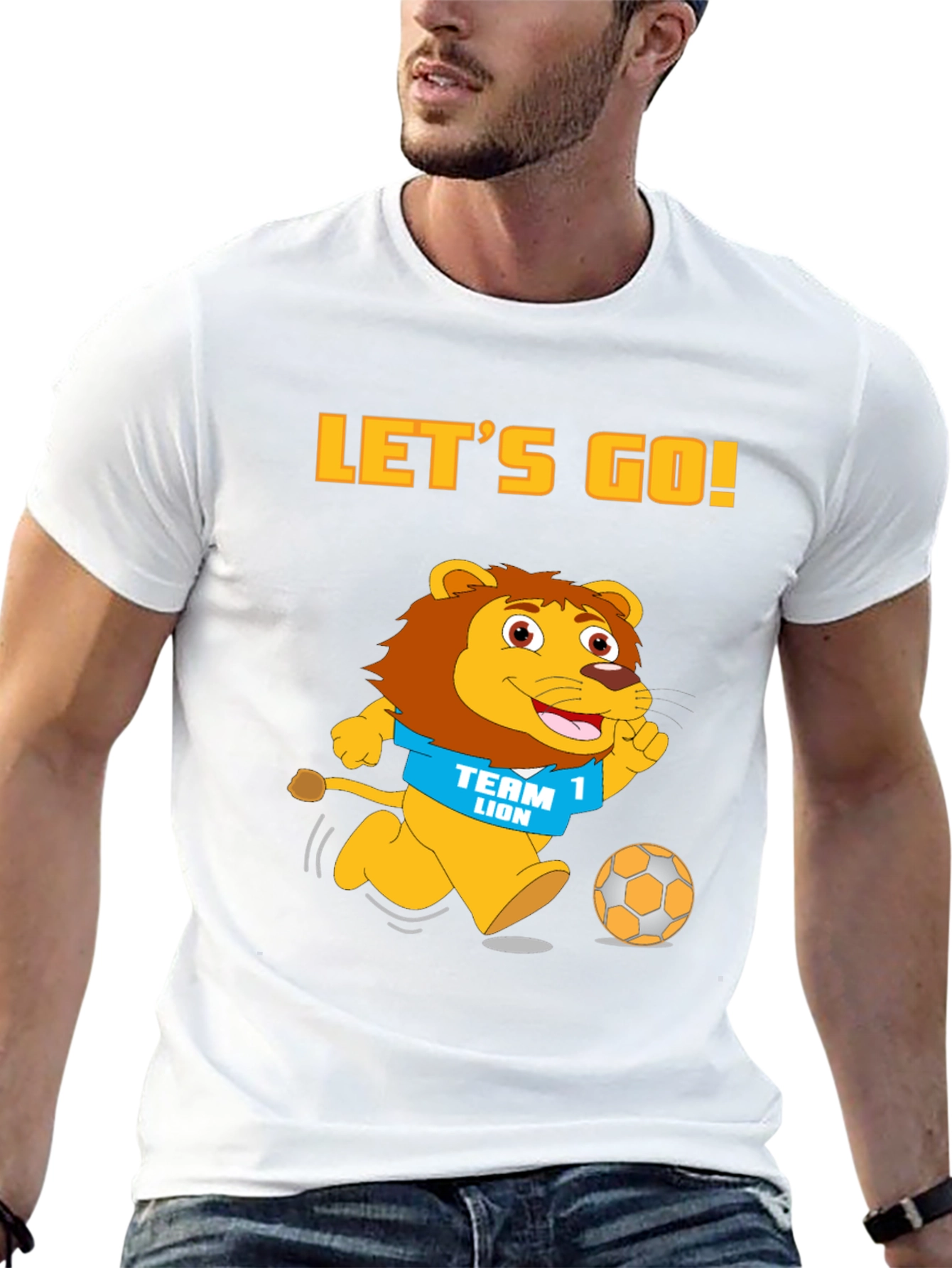 Black Let's Go Team Lion T-Shirt - Black Cotton Graphic Tee view 13