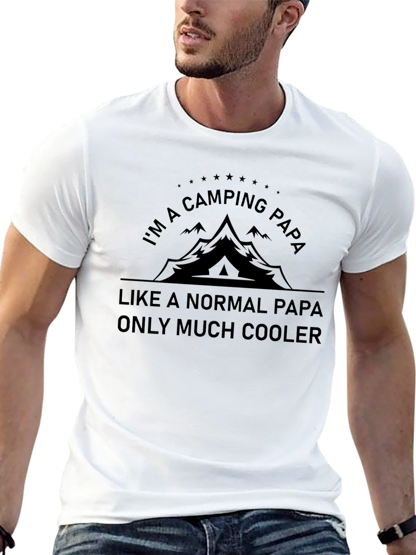 Black Camping Papa T-Shirt - Funny Gift for Outdoors Dad view 13