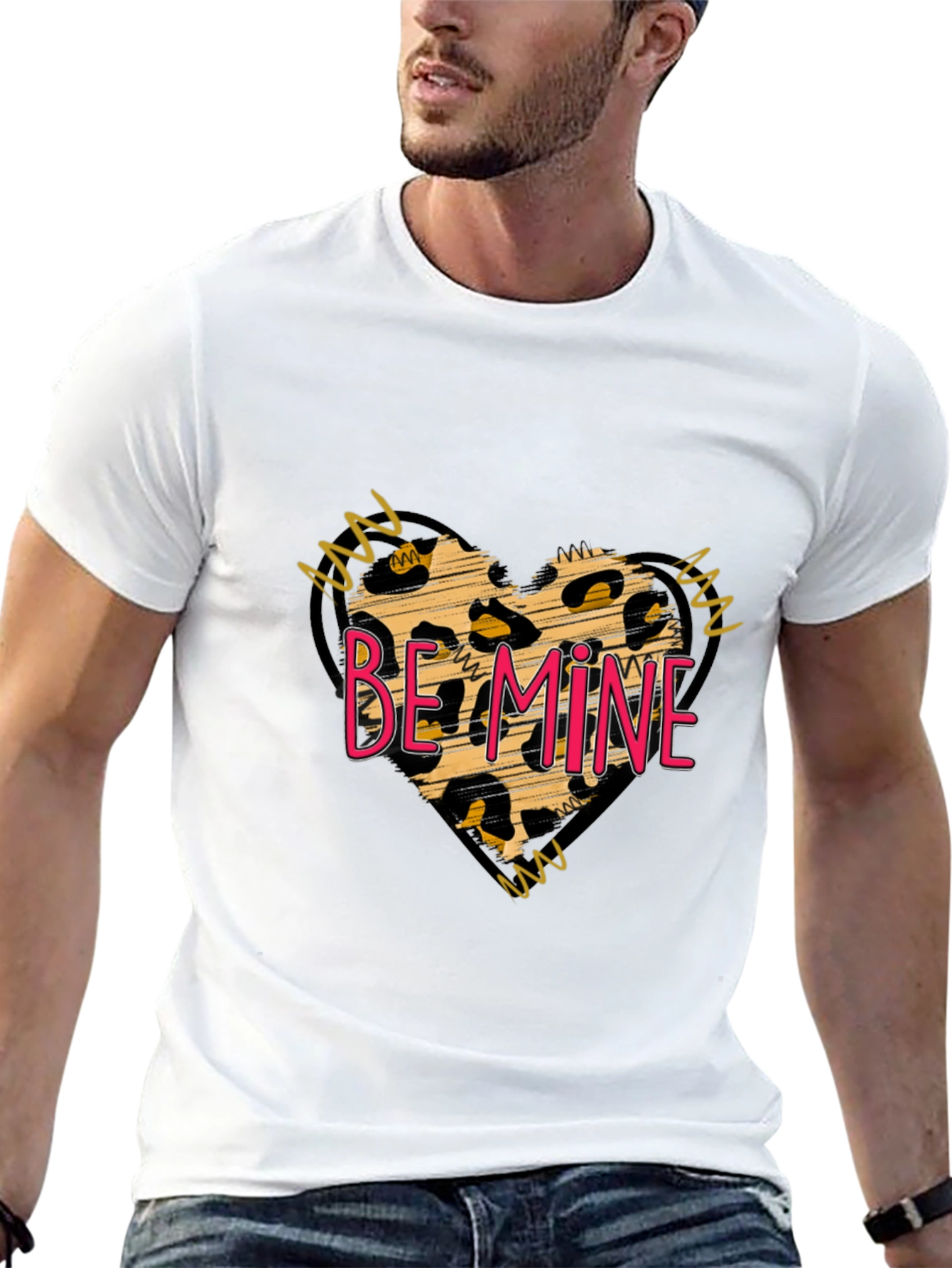 Black Leopard Heart Be Mine Valentine's T-Shirt view 13