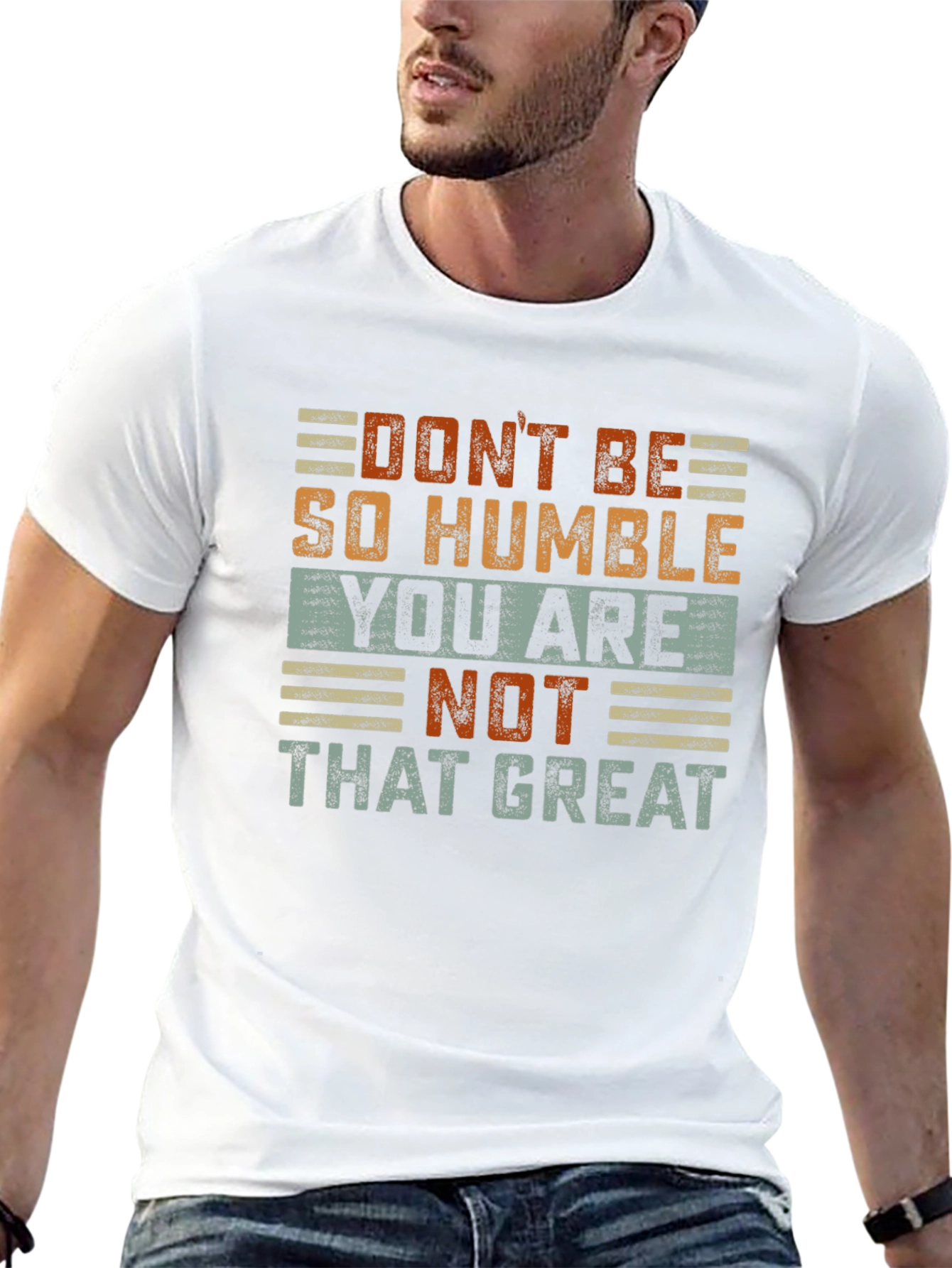 Black Humorous Graphic T-Shirt: Don't Be So Humble view 13