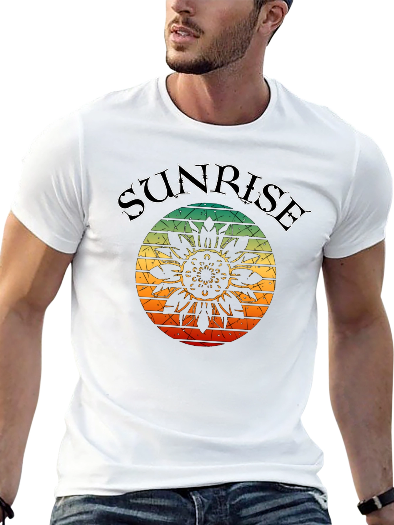 Black Sunrise Sunflower Graphic Tee - Retro Style view 13