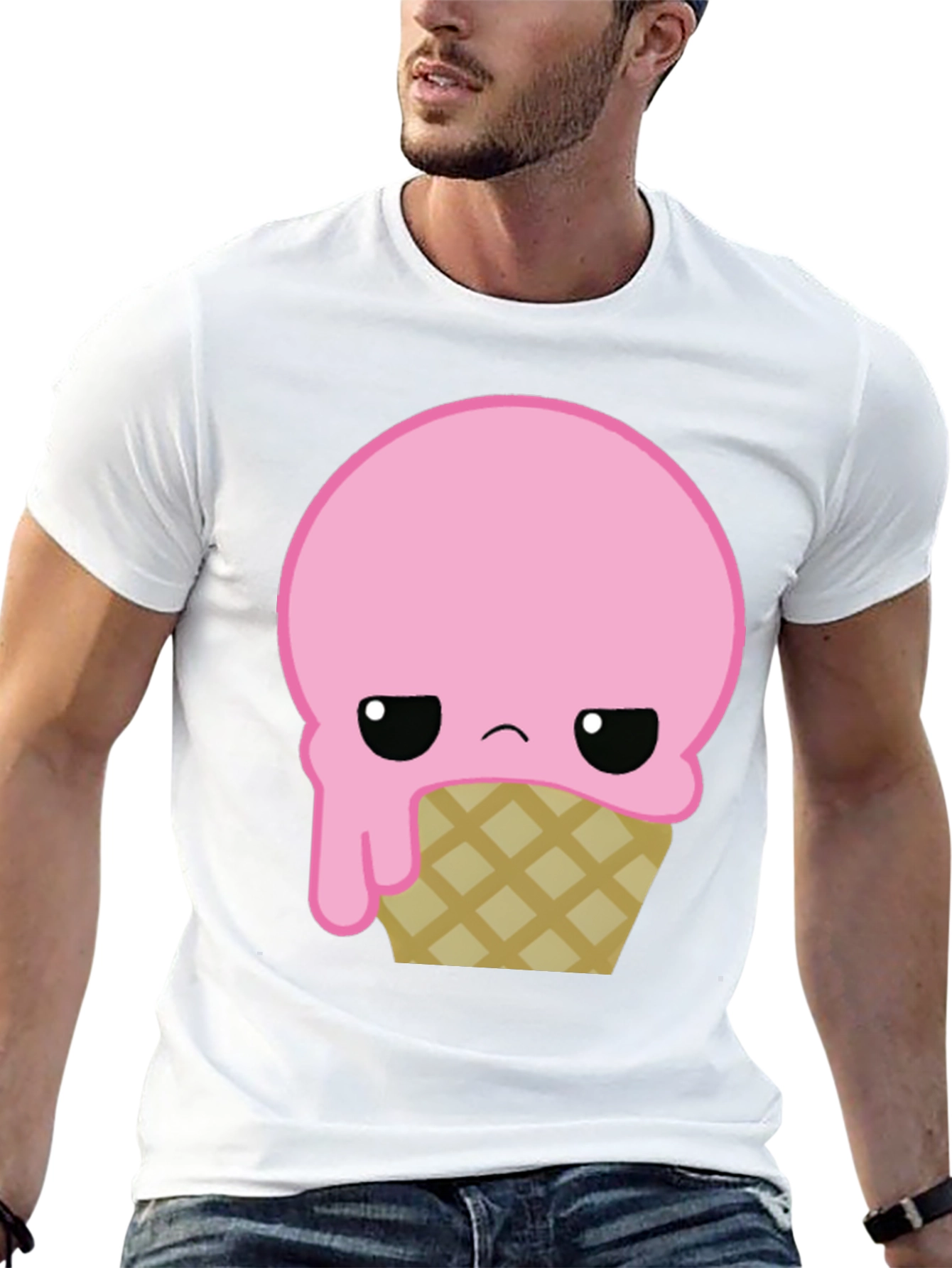 Black Sad Ice Cream Cone Graphic T-Shirt view 13