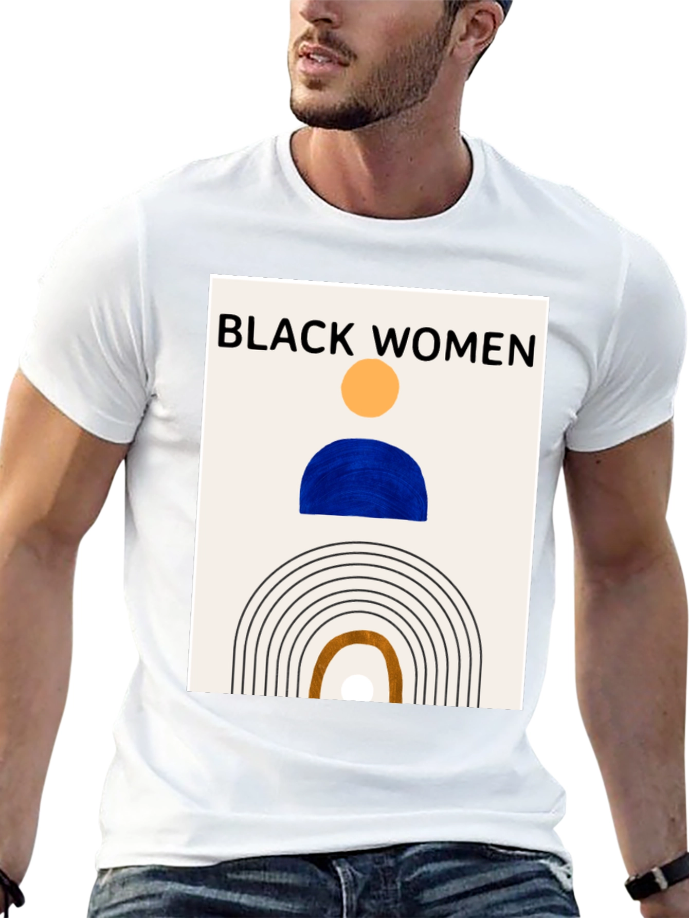 Black Black Women Graphic Tee - Modern Art T-Shirt view 13
