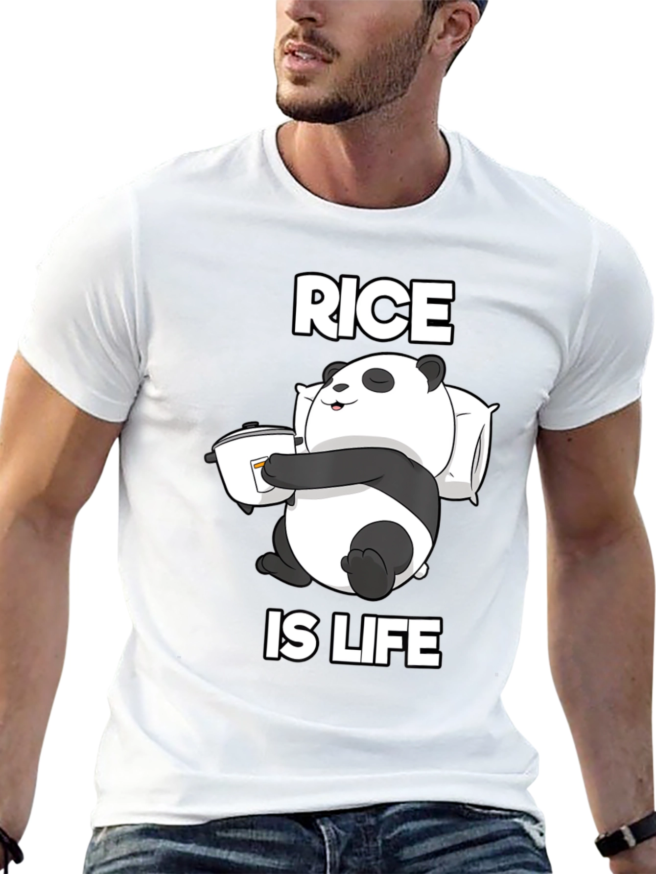 Black Rice is Life Panda T-Shirt - Funny Foodie Tee view 13