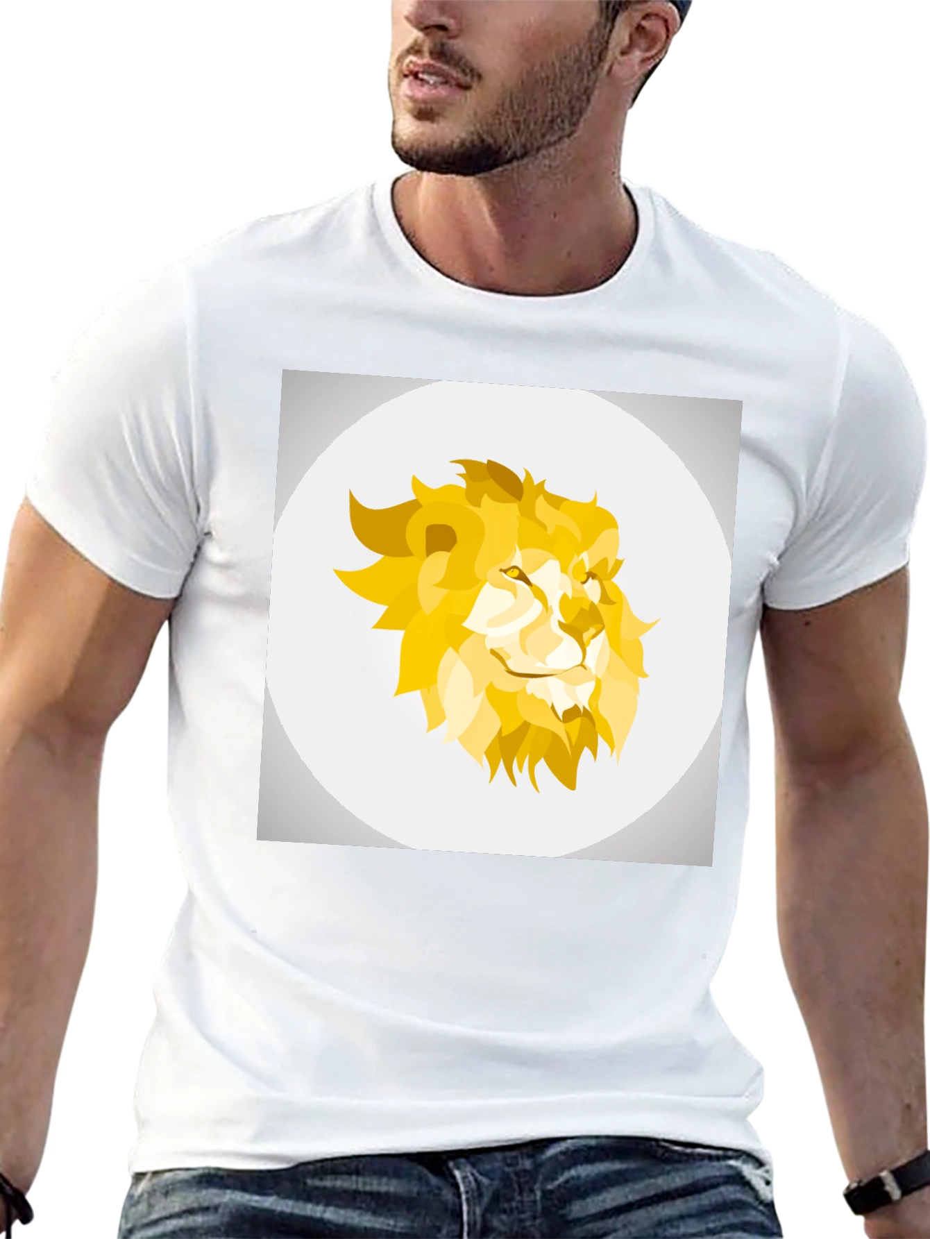 Black Geometric Lion Head Graphic Tee - Black view 13
