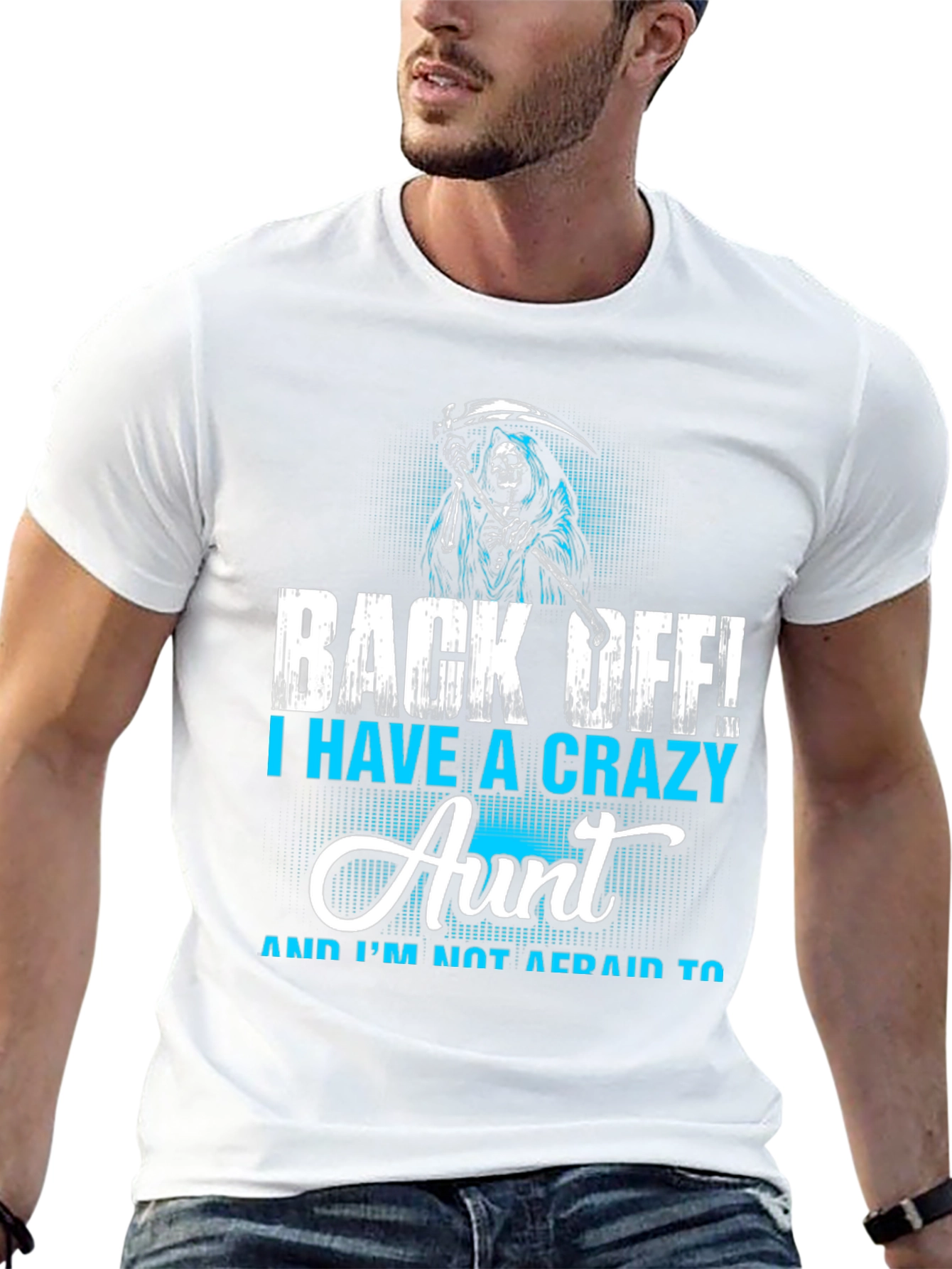 Black Crazy Aunt T-Shirt - Grim Reaper Design view 13