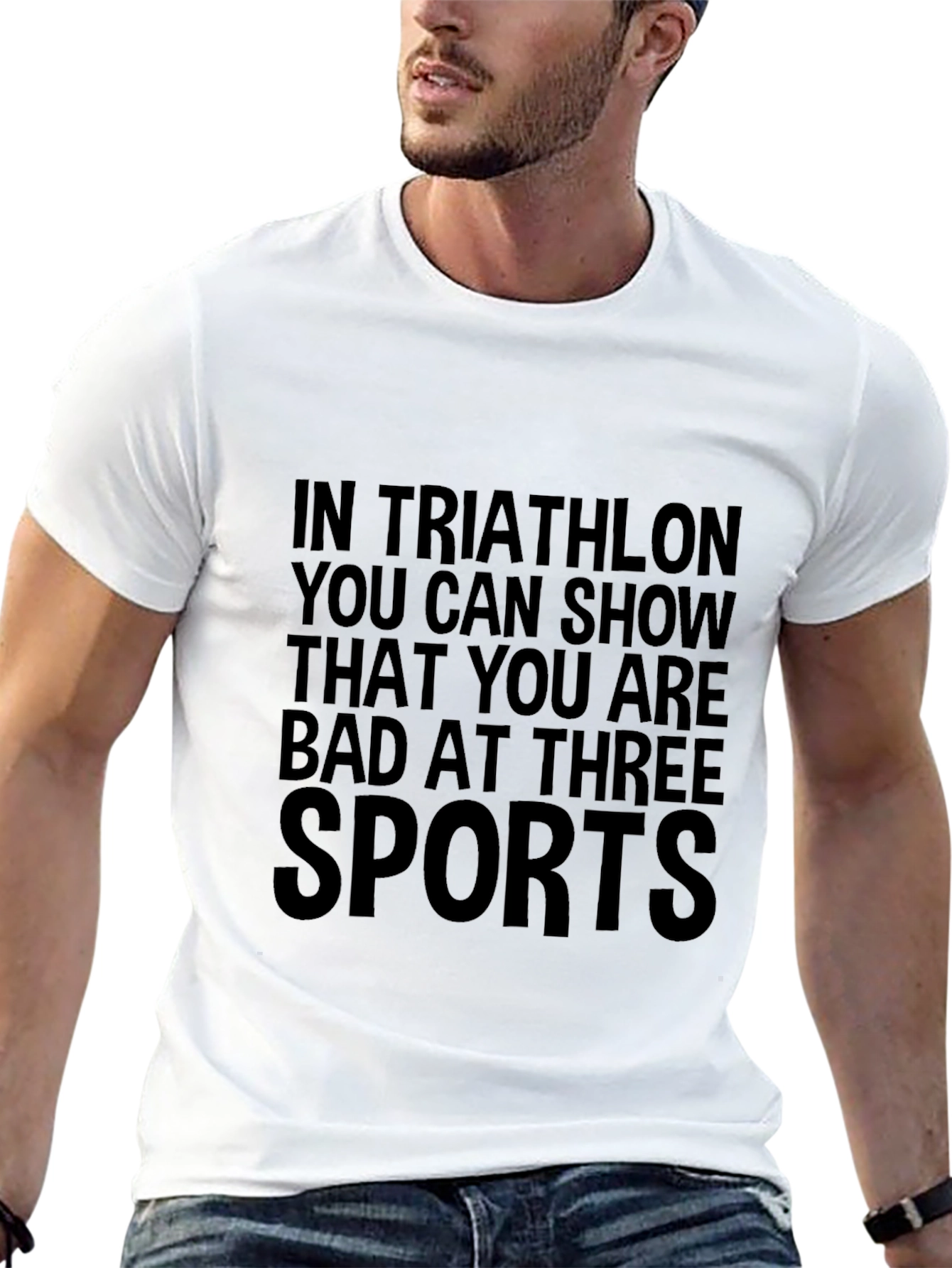 Black Triathlon Humor Graphic T-Shirt - Three Sports Fail view 13