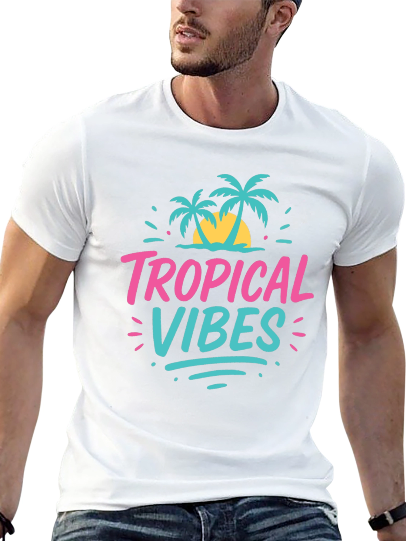 Black Tropical Vibes Graphic Tee - Summer Ready! view 13