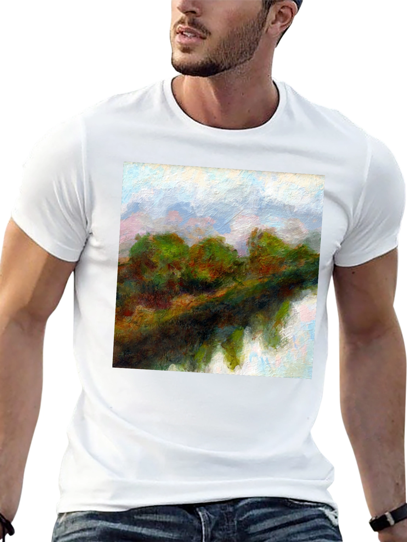 Black Abstract Landscape Graphic Tee view 13