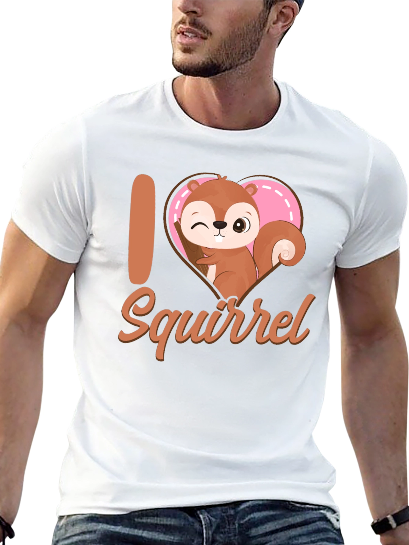 Black I Heart Squirrel T-Shirt Cute Cartoon Tee view 13