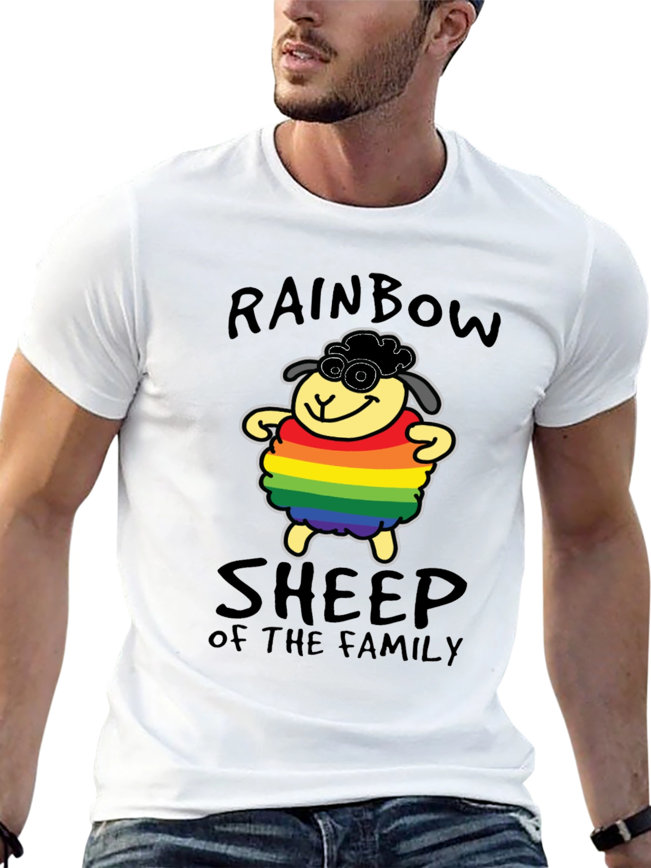 Black Rainbow Sheep Pride T-Shirt view 13