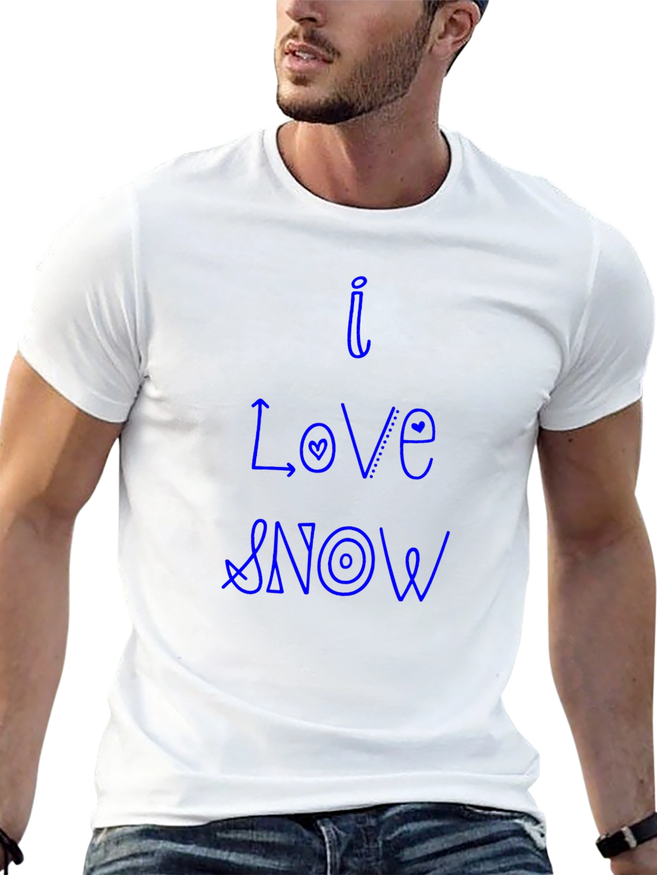 Black I Love Snow Black Cotton Tee view 13
