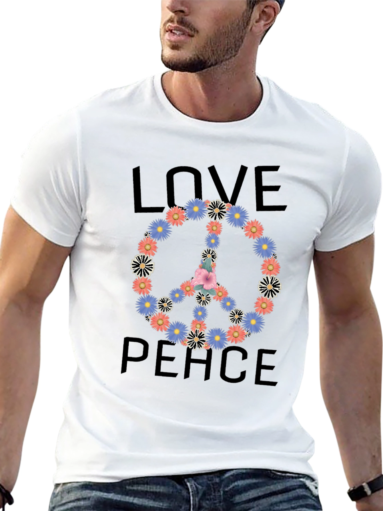 Black Love & Peace Floral T-Shirt view 13
