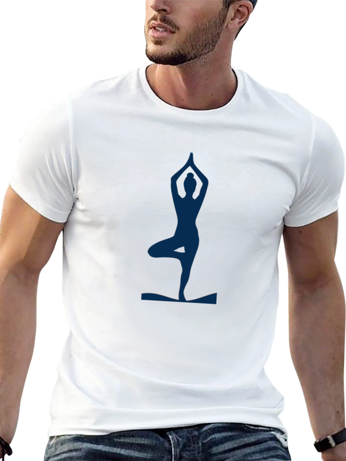 Black Yoga Pose Graphic Tee - Black Cotton Blend view 13