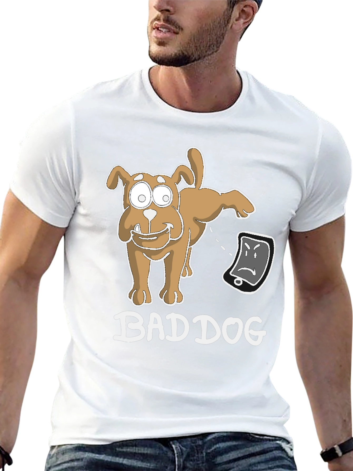 Black Bad Dog Funny T-Shirt view 13