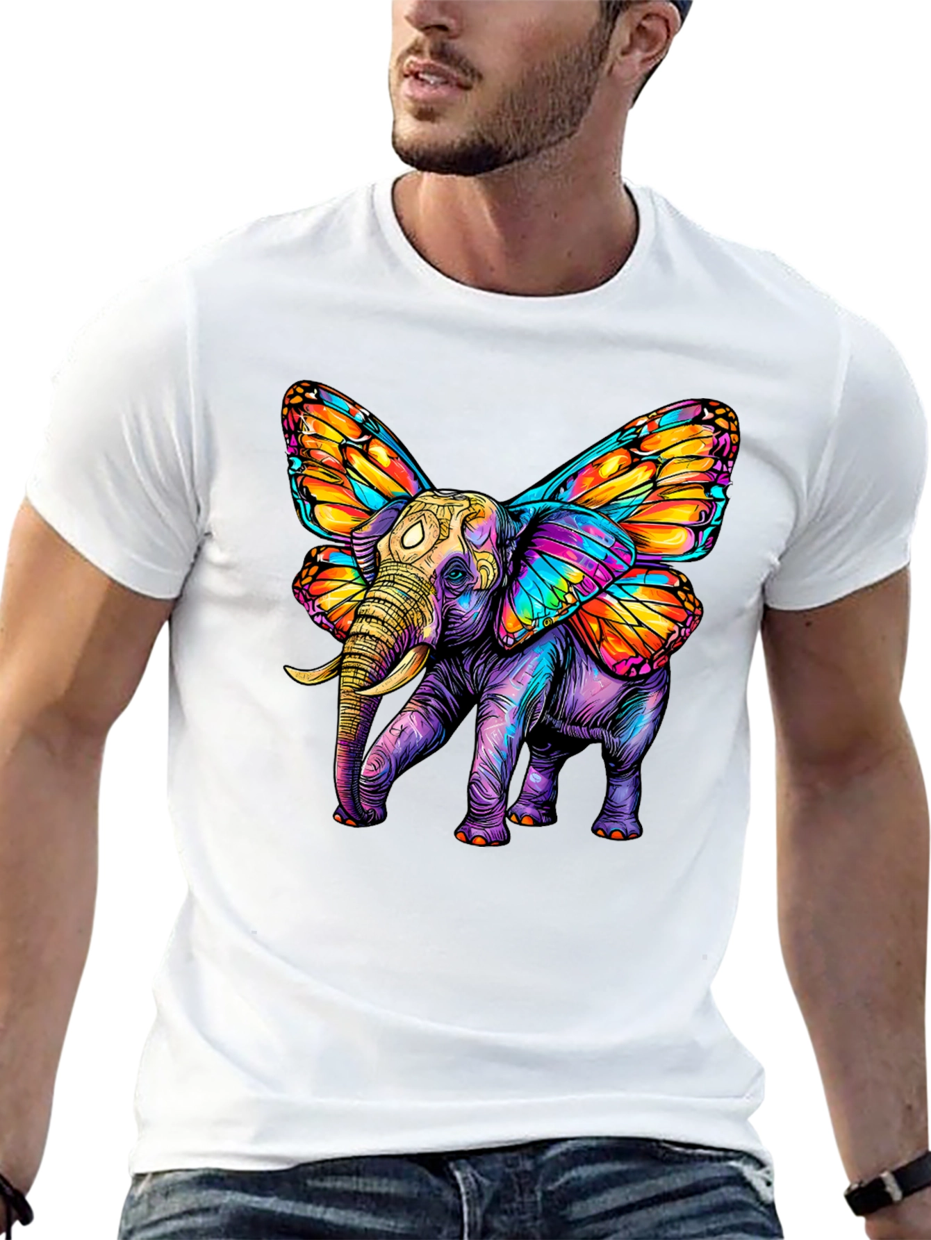 Black Butterfly Winged Elephant Graphic Tee view 13