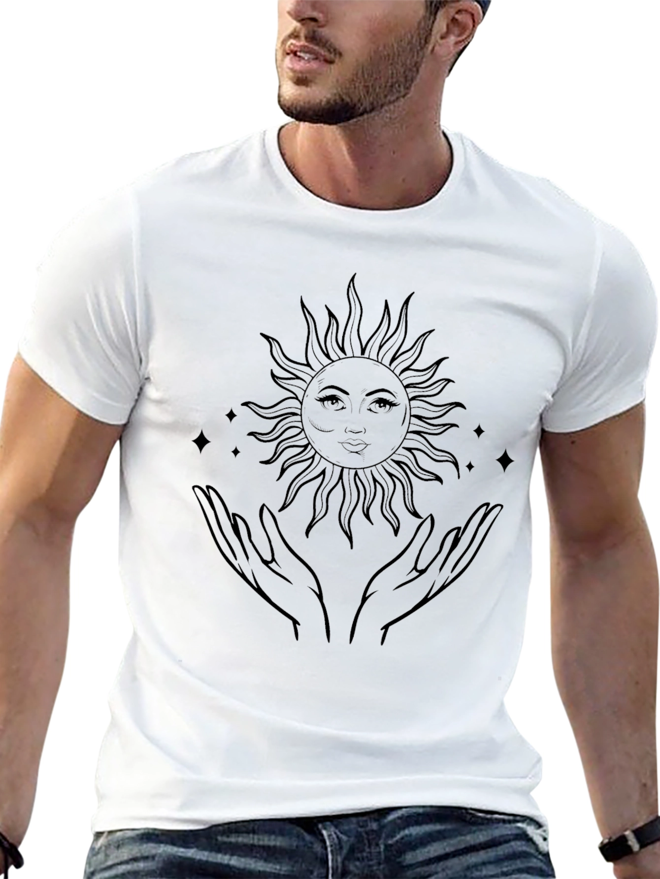 Black Mystic Sun Hands Graphic Tee - Black view 13