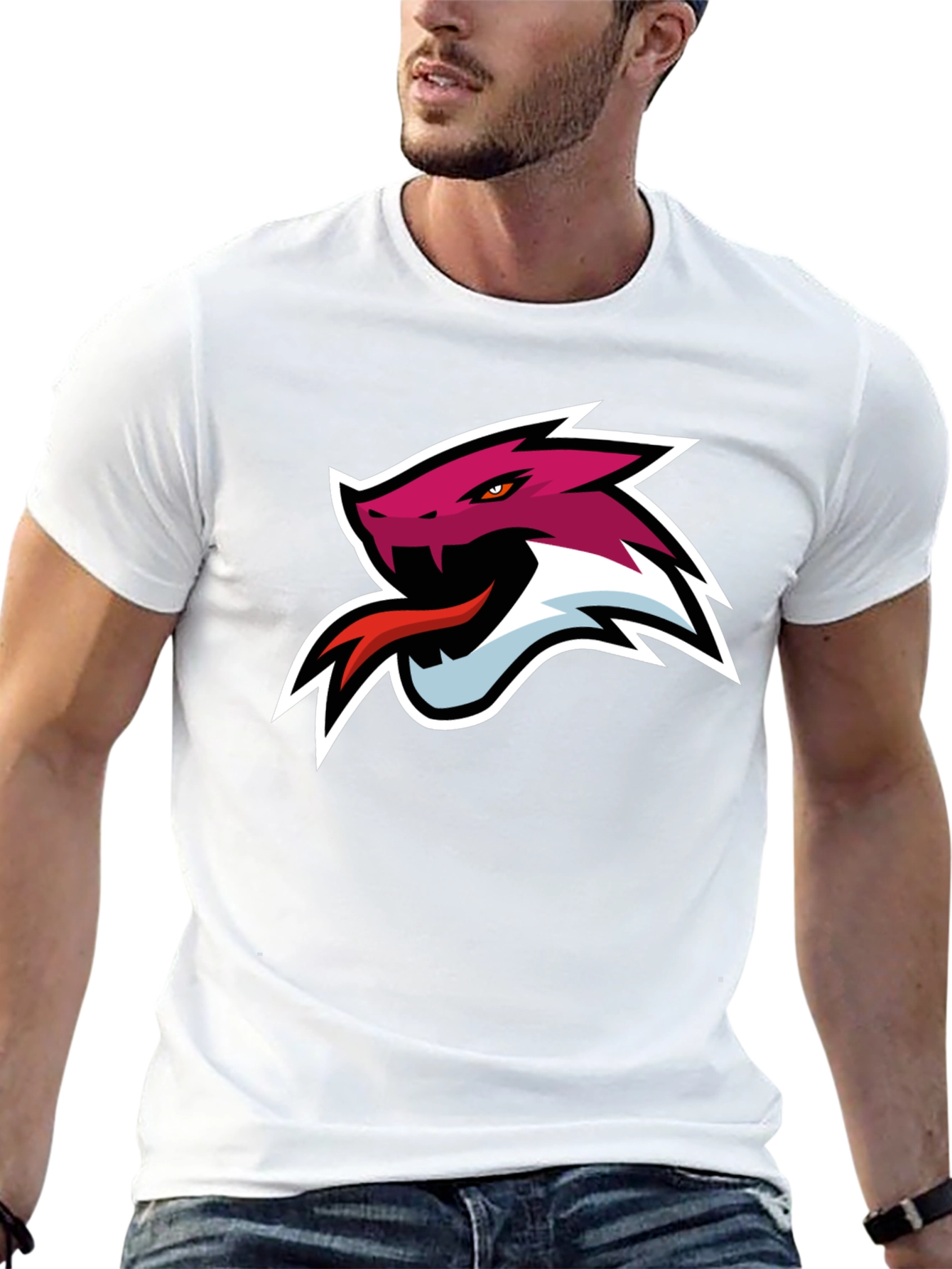 Black Black T-Shirt with Snake Head Graphic view 13