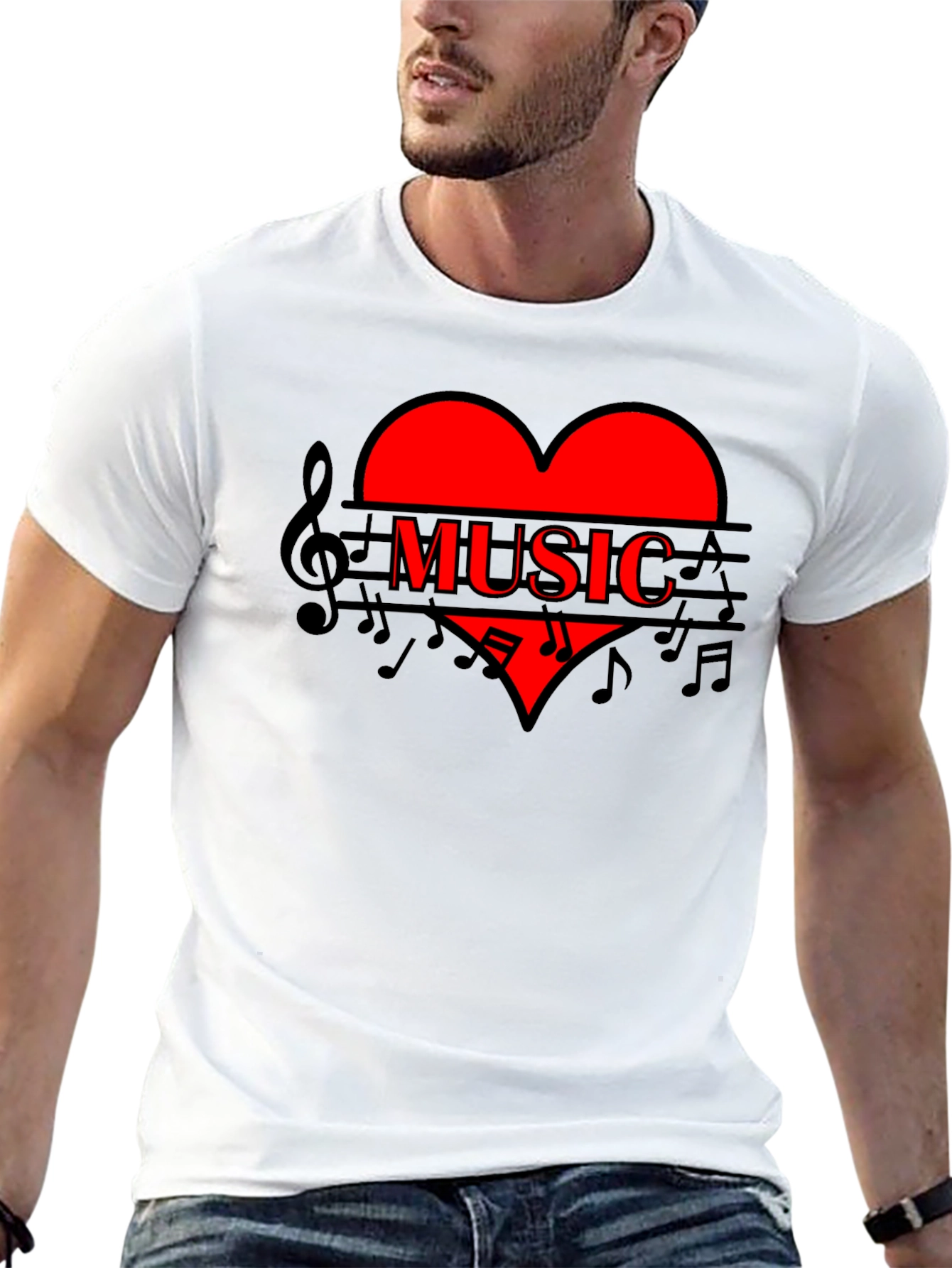 Black Music Heart T-Shirt - Stylish Graphic Tee view 13