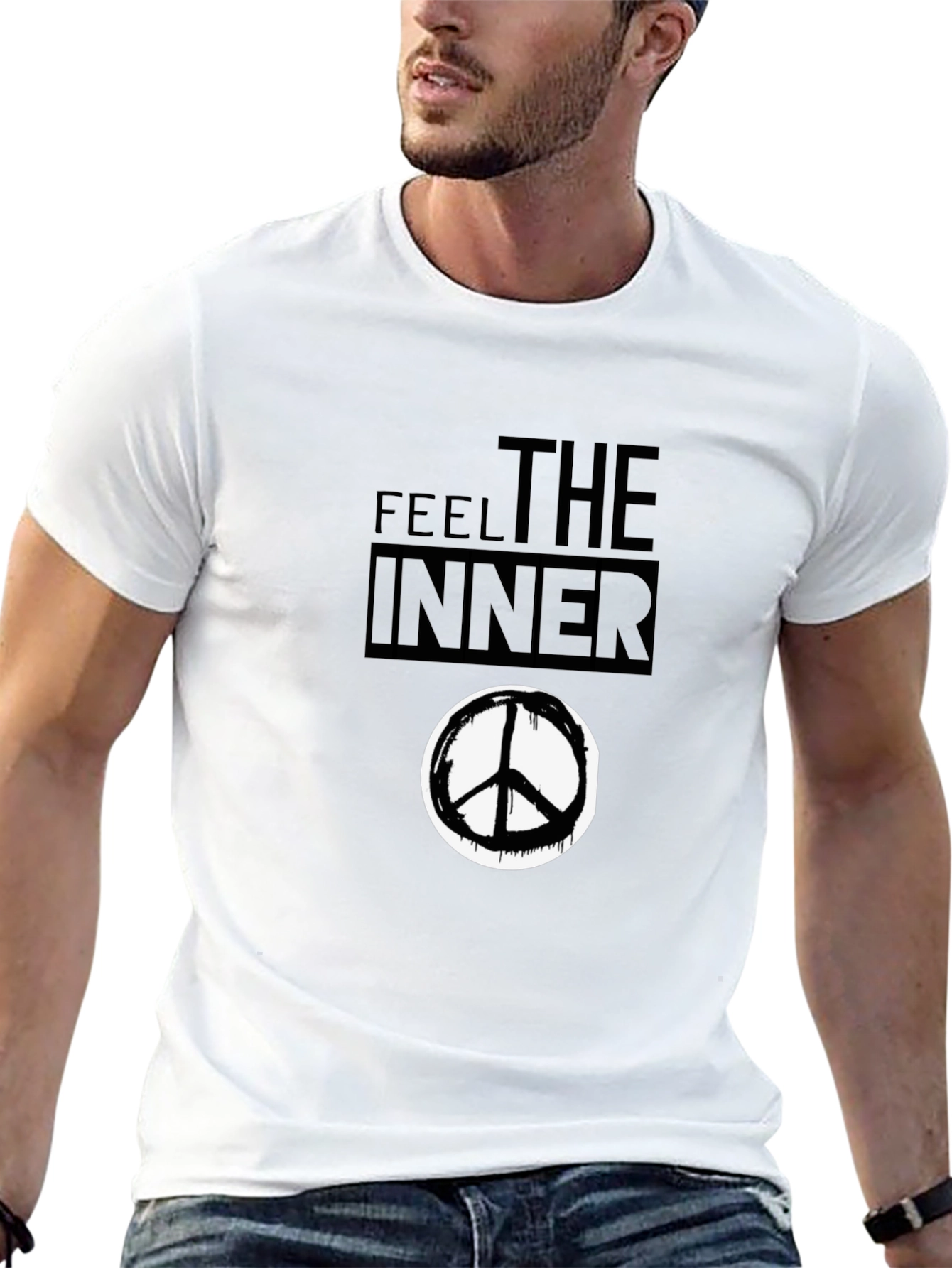 Black Feel the Inner Peace Black Graphic T-Shirt view 13