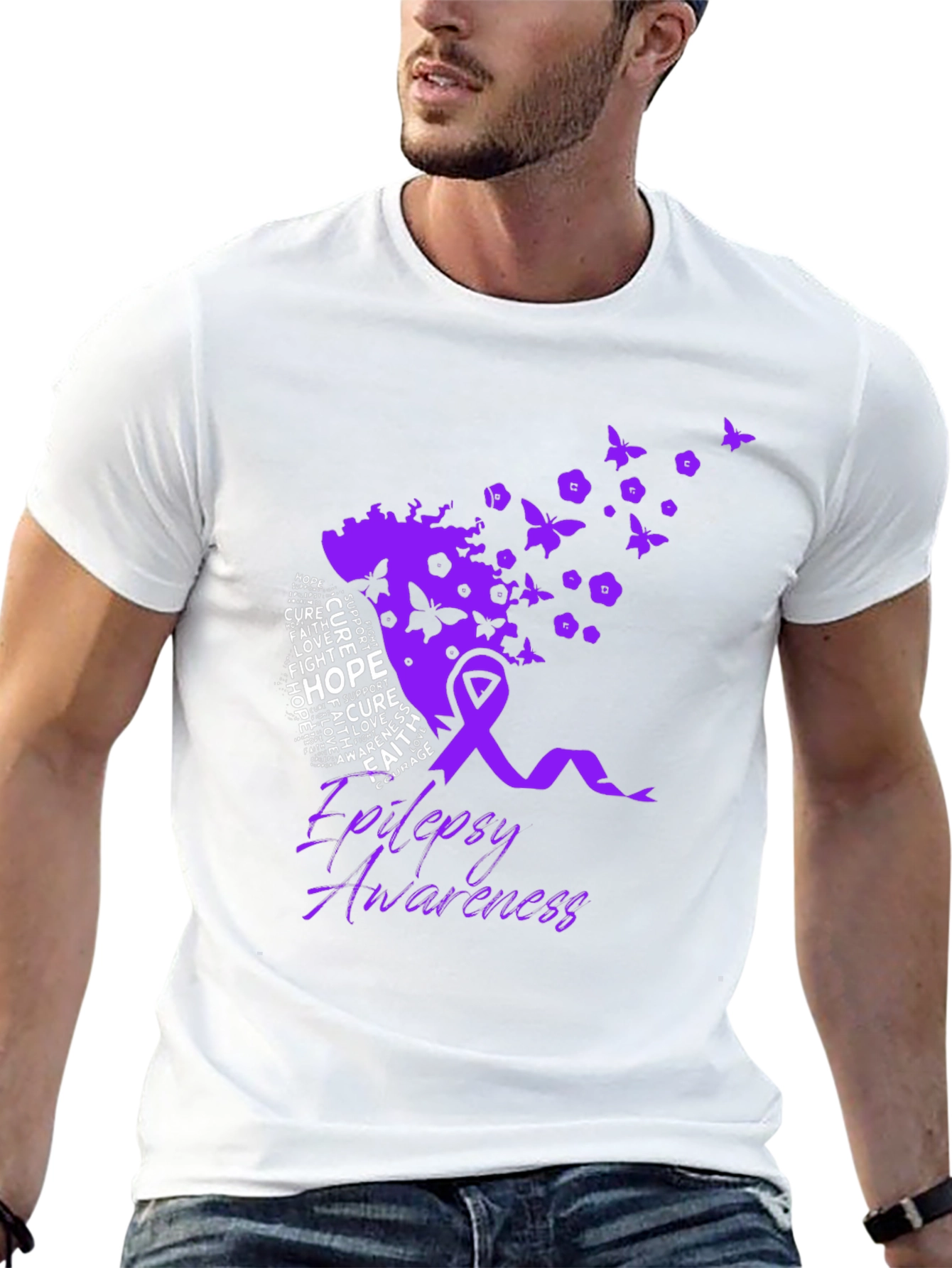 Epilepsy Awareness T-Shirt - Purple Ribbon Design - 13