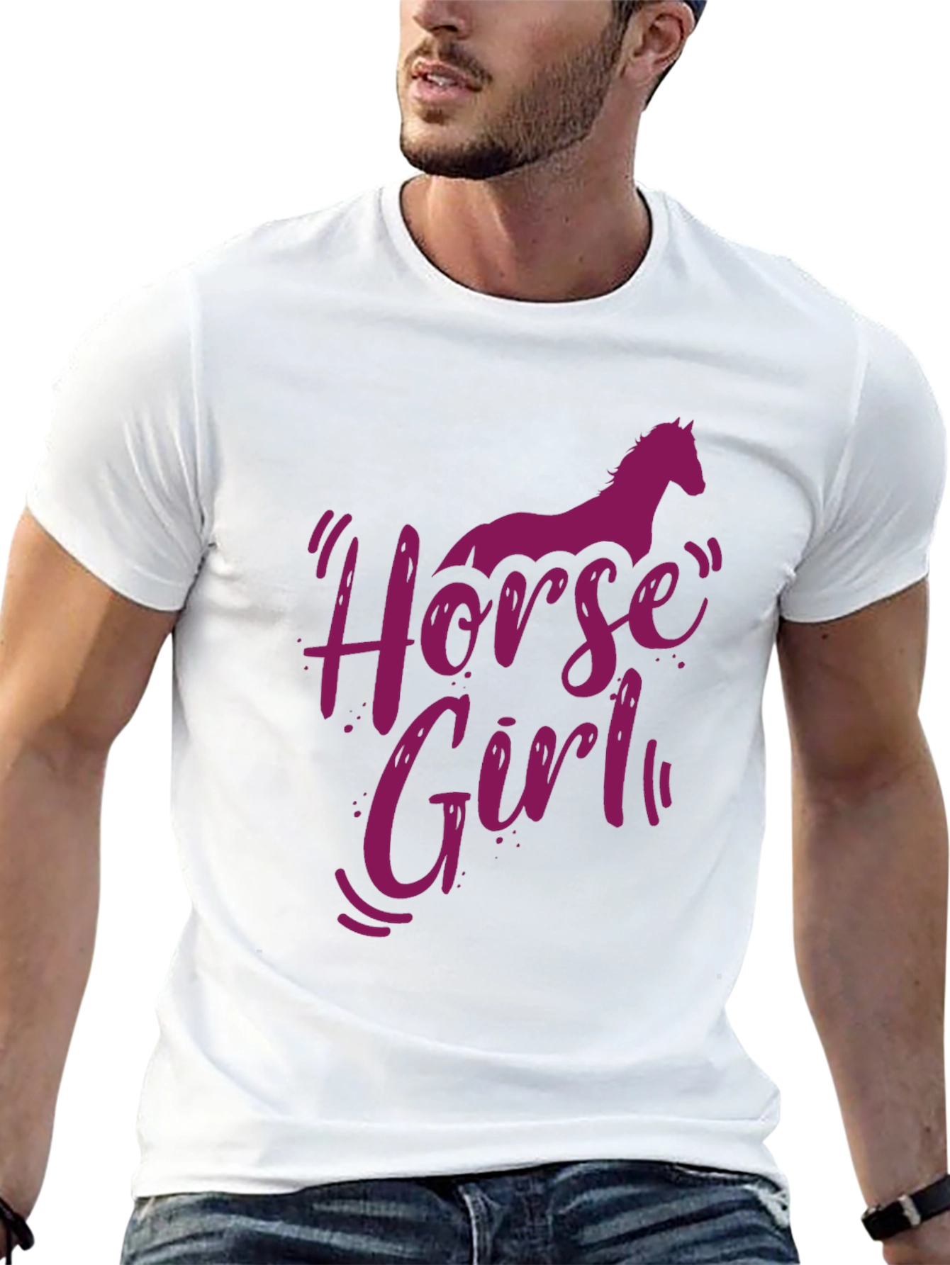 Black Horse Girl Graphic Tee - Unisex Black Cotton T-Shirt view 13