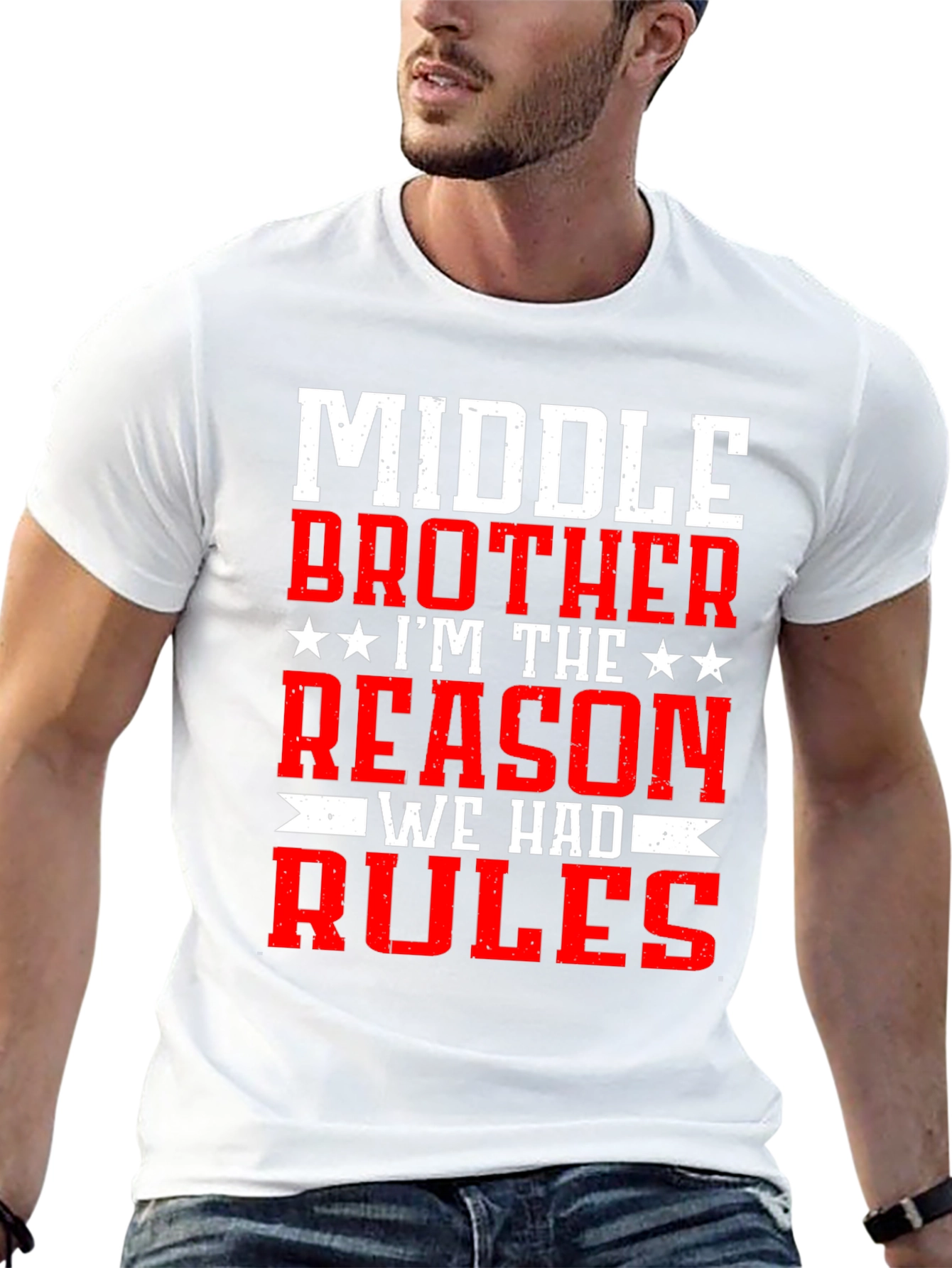 Black Middle Brother Reason Rules T-Shirt view 13