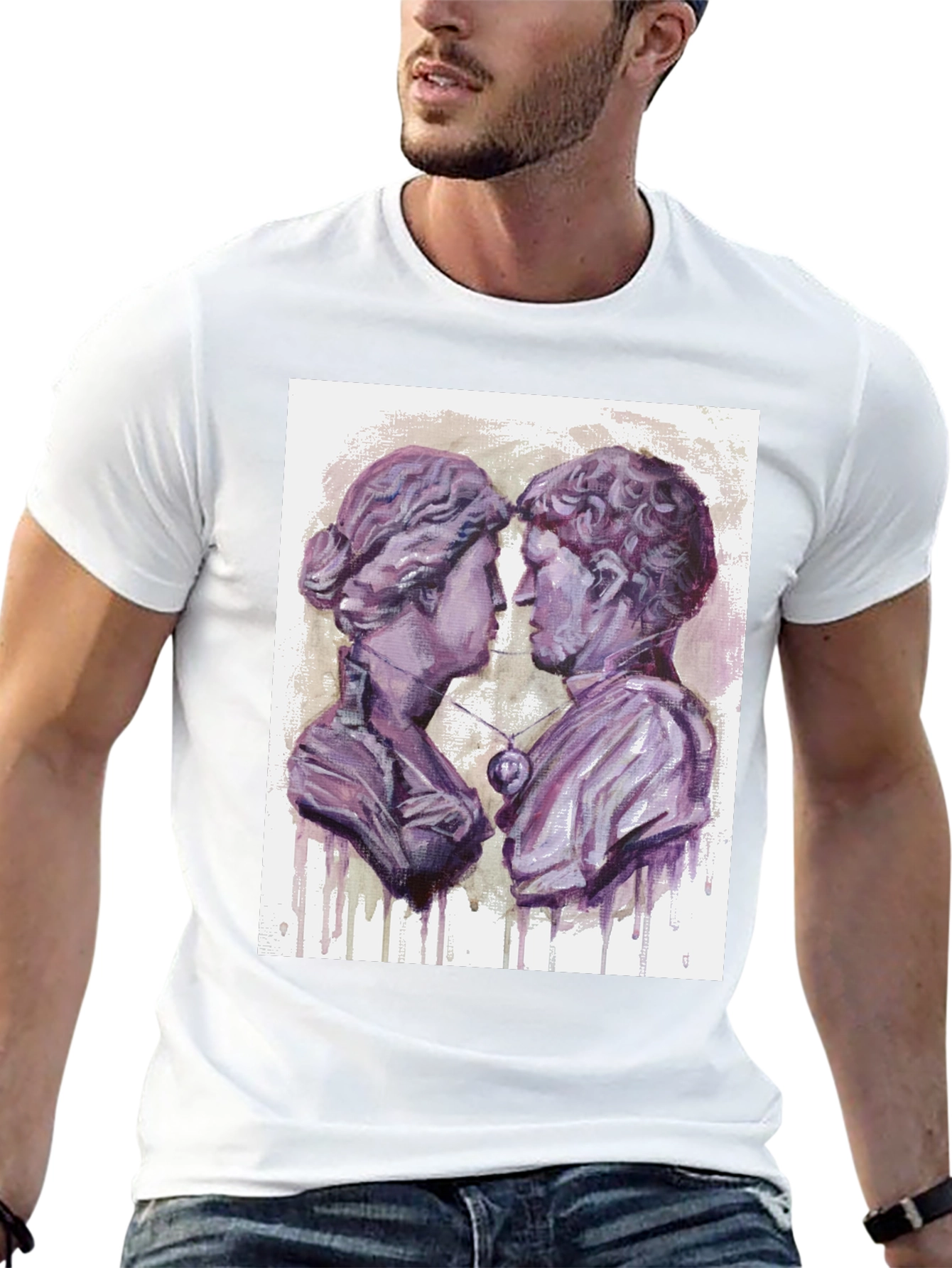 Black Ancient Lovers T-Shirt - Unique Artistic Design view 13