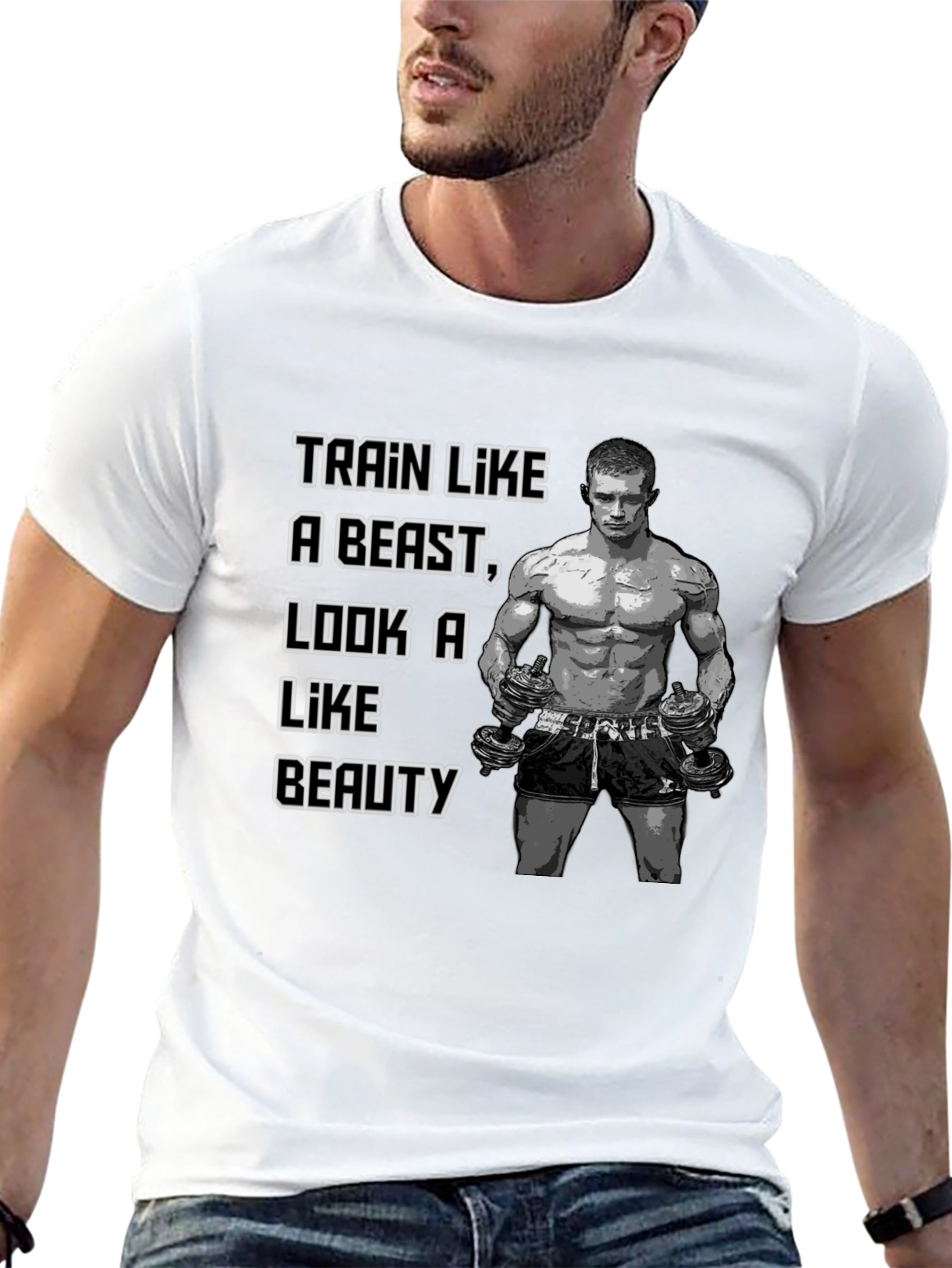 Black Train Like a Beast Graphic T-Shirt view 13