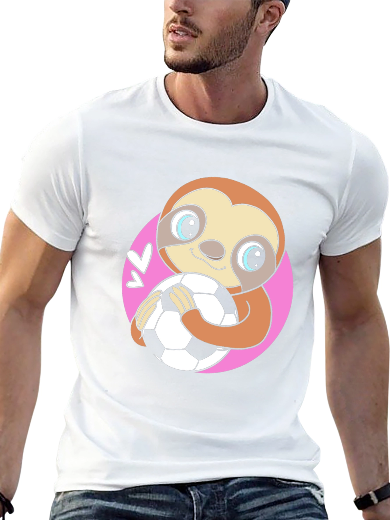 Black Sloth Soccer Fan T-Shirt - Cute Animal Tee view 13