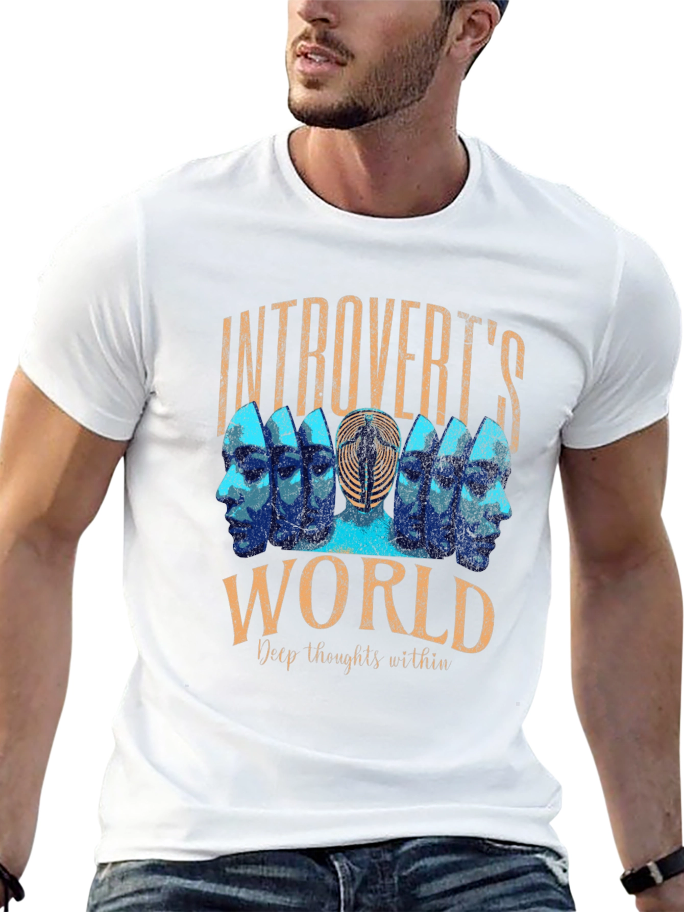 Black Introvert's World Graphic T-Shirt - Deep Thoughts Tee view 13