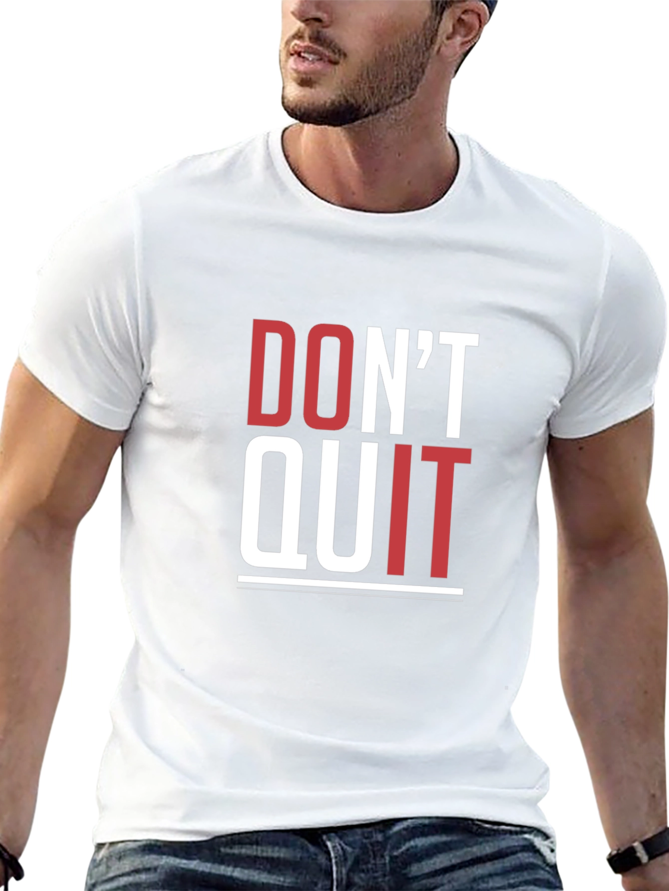 Black Motivational Graphic Tee - Don't Quit T-Shirt view 13