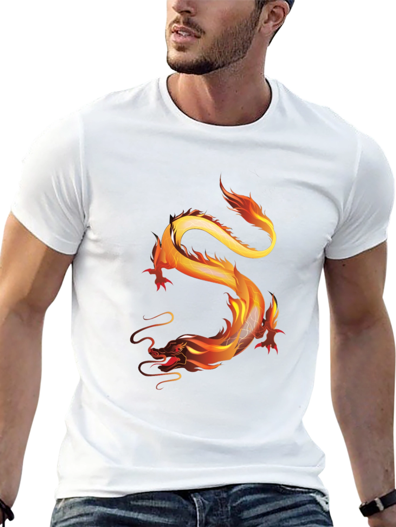 Black Fiery Dragon Graphic Tee - Black view 13