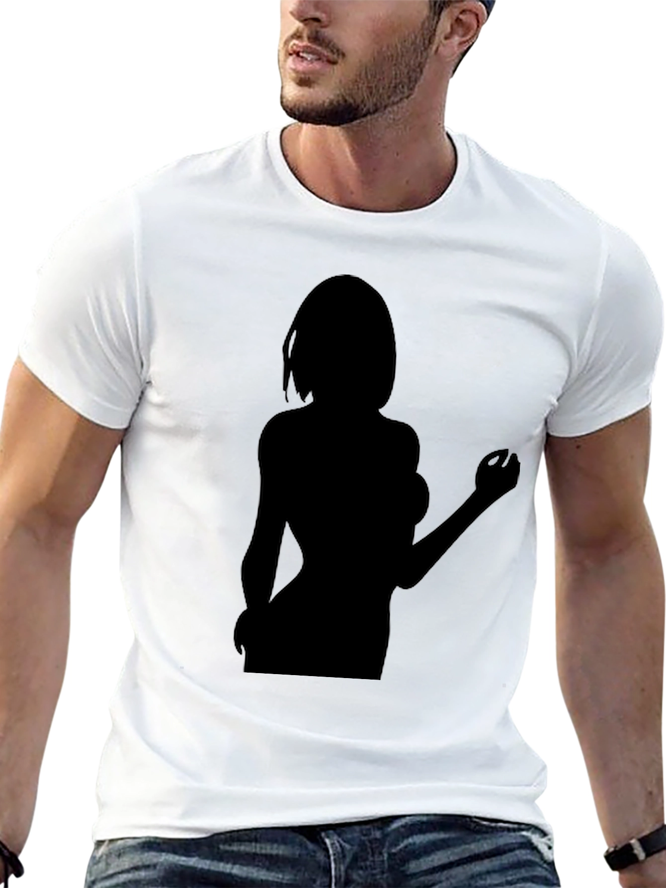 Black Silhouette Graphic Tee - Black Unisex T-Shirt view 13