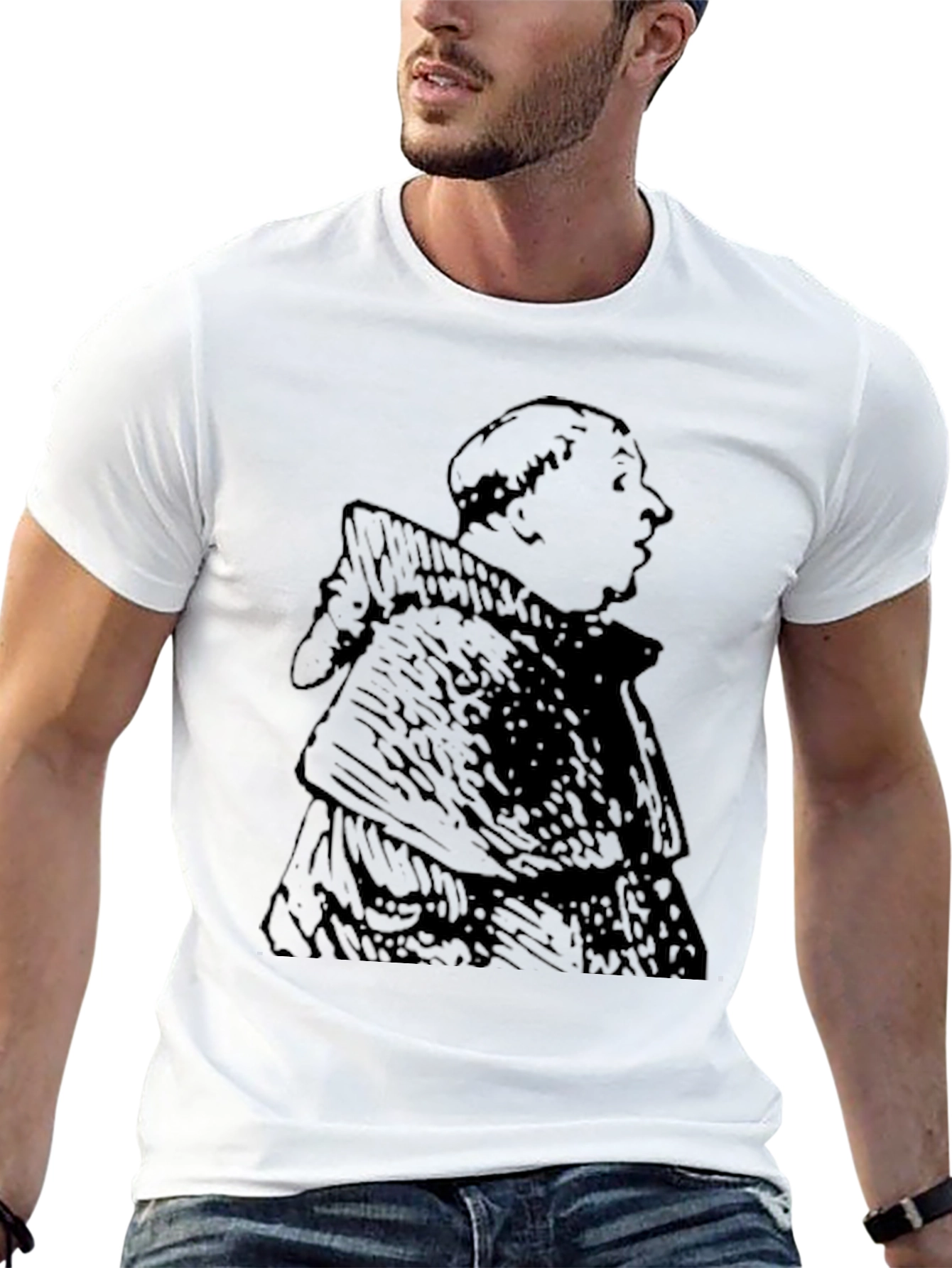 Black Monk Graphic Tee - Black Cotton Blend Casual view 13