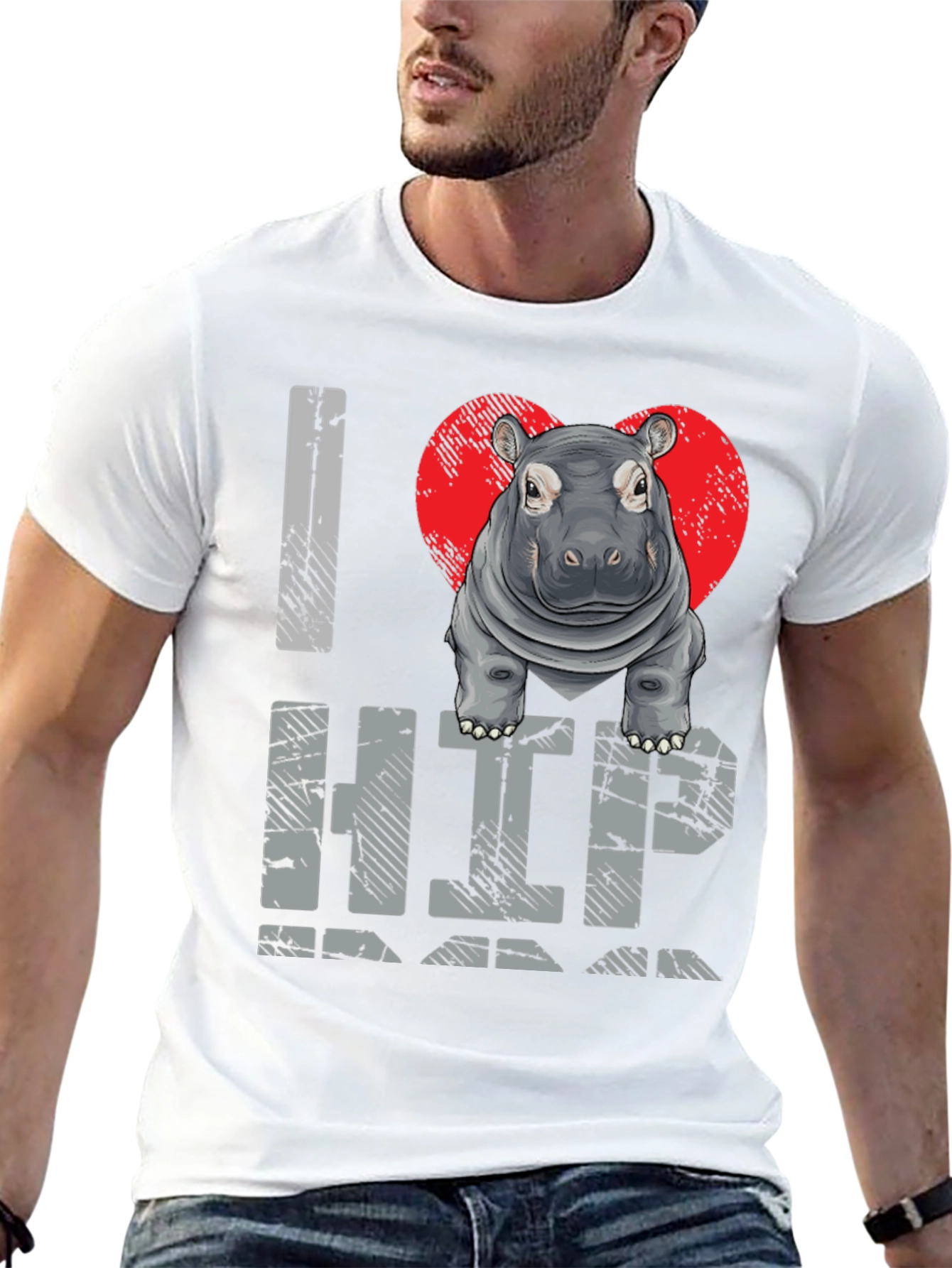 Black I Heart Hippo T-Shirt - Unisex Graphic Tee view 13