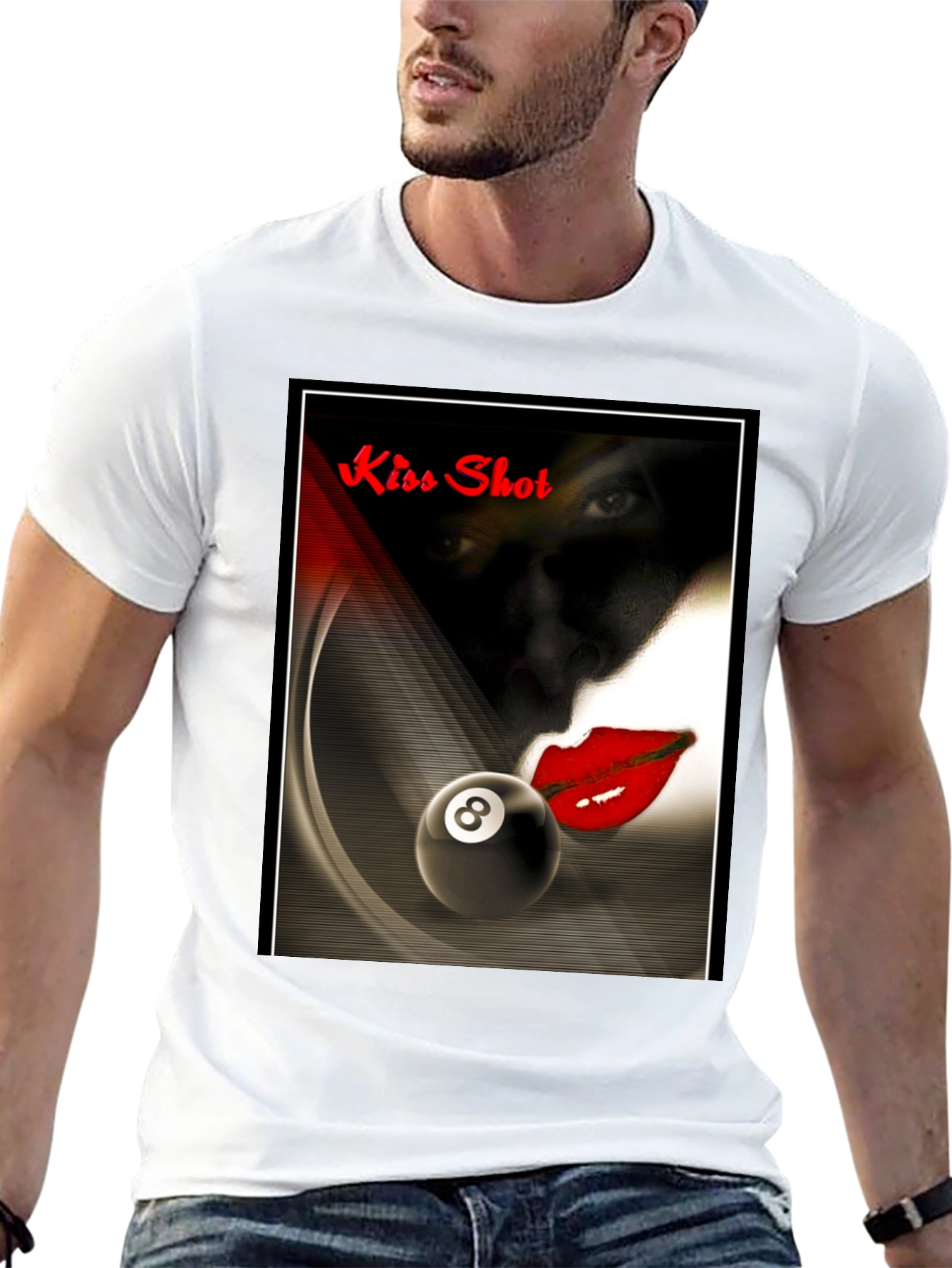 Black Kiss Shot Graphic T-Shirt - Billiards Themed Tee view 13