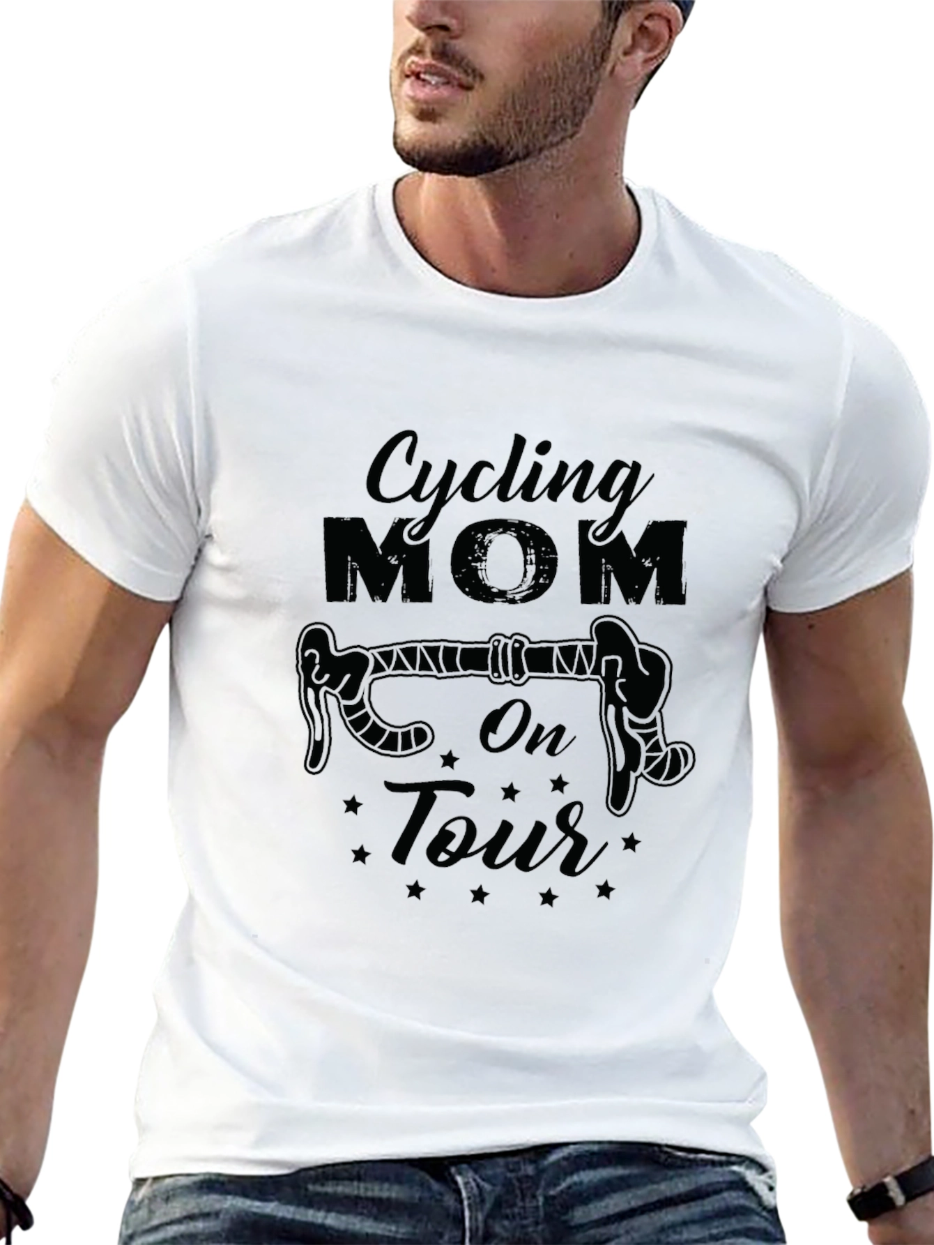 Black Cycling Mom On Tour Black T-Shirt view 13