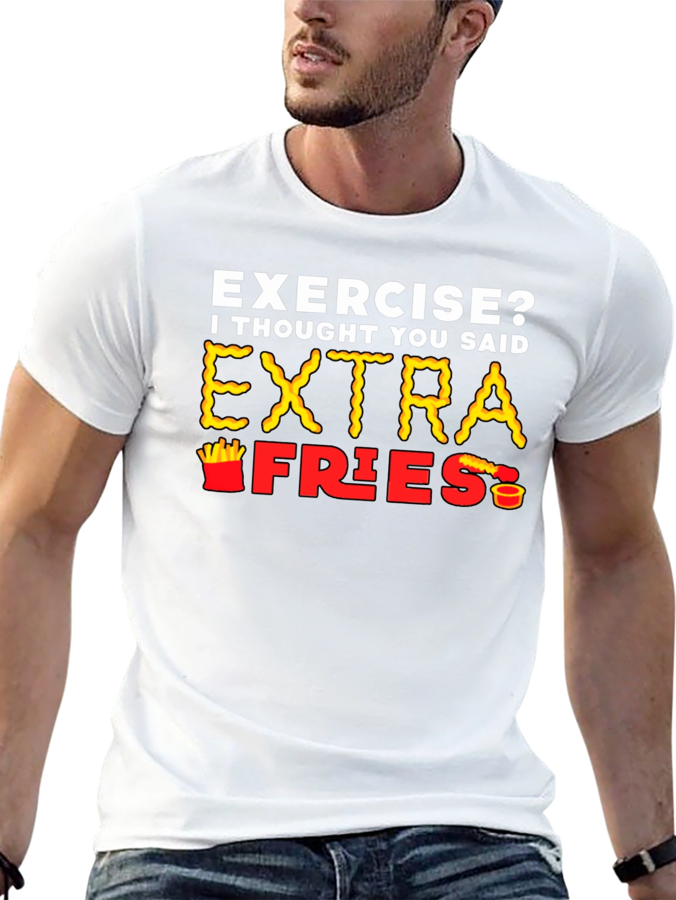 Black Exercise? Extra Fries T-Shirt view 13