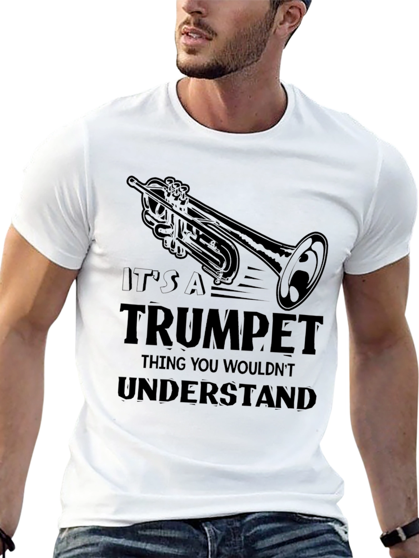 Black Trumpet Thing T-Shirt - Musician Gift view 13