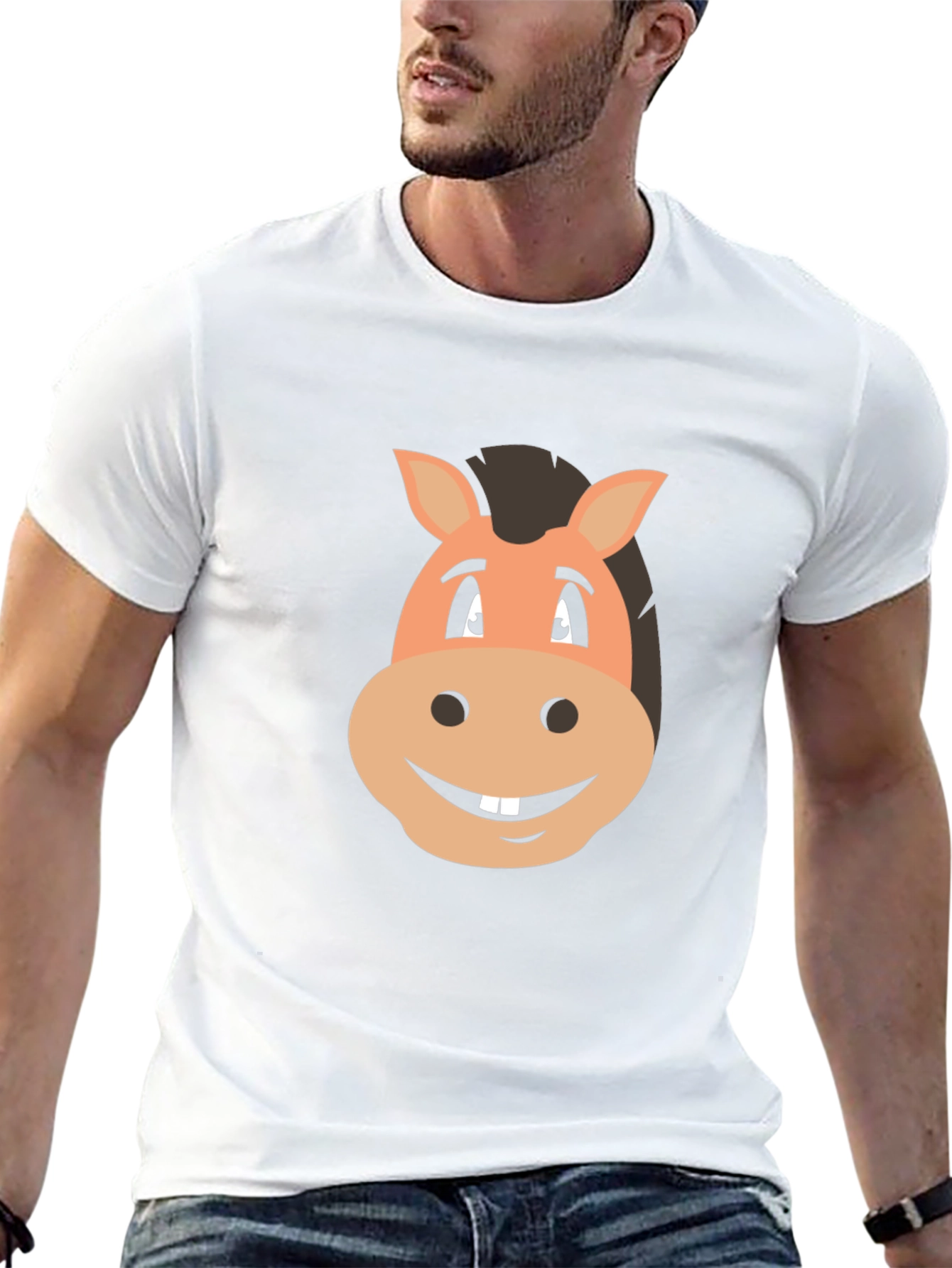 Black Funny Horse Cartoon Graphic Tee view 13
