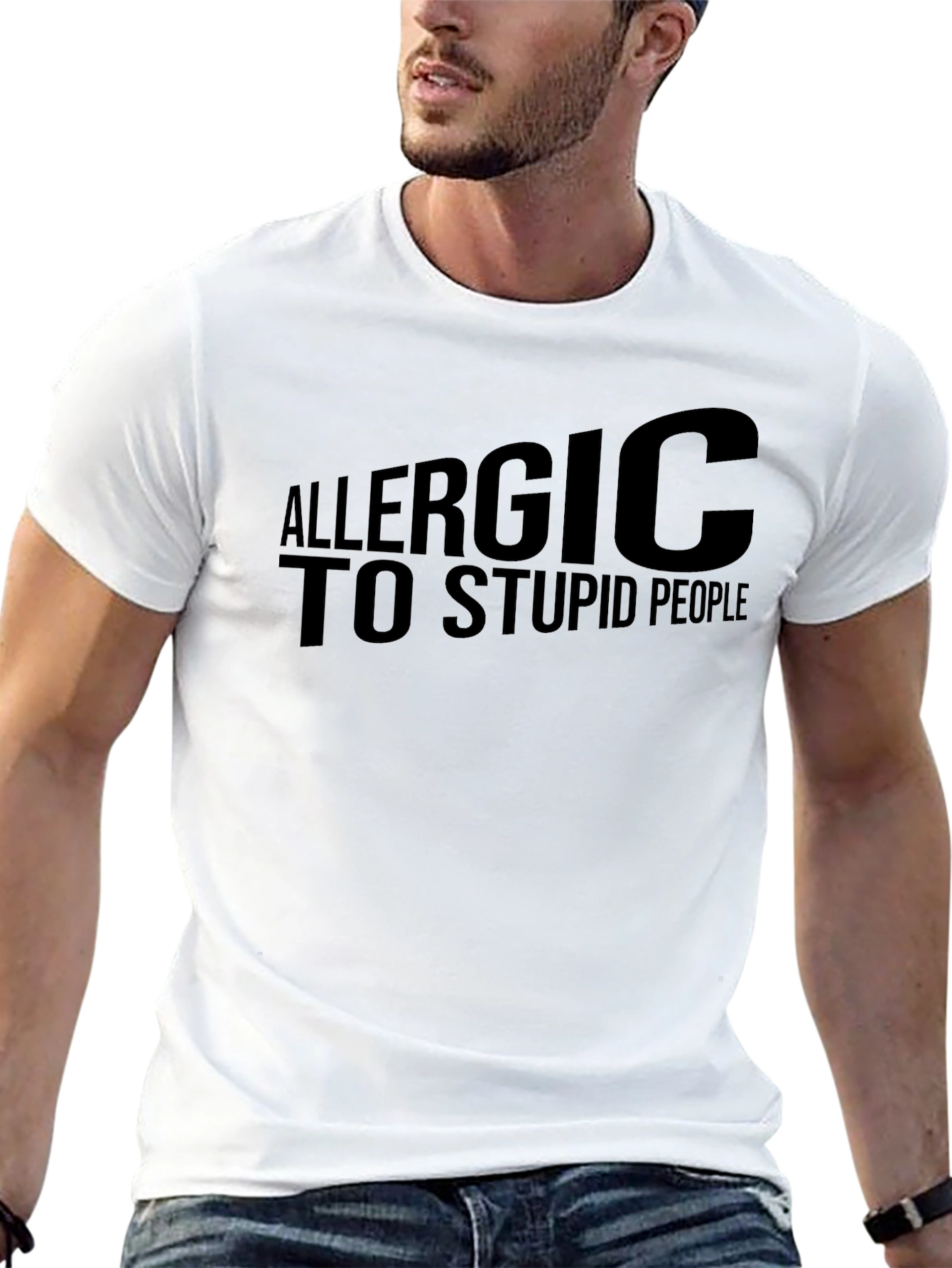 Black Allergic to Stupid People T-Shirt - Black view 13