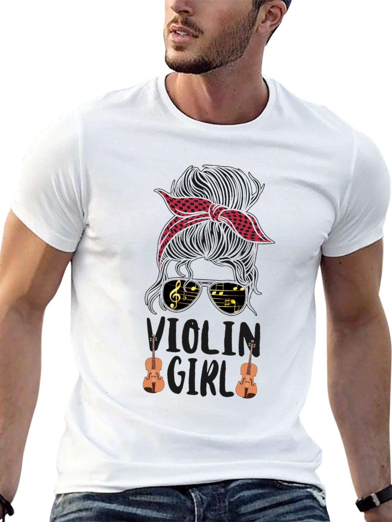 Black Violin Girl T-Shirt - Musician Bandana Tee view 13