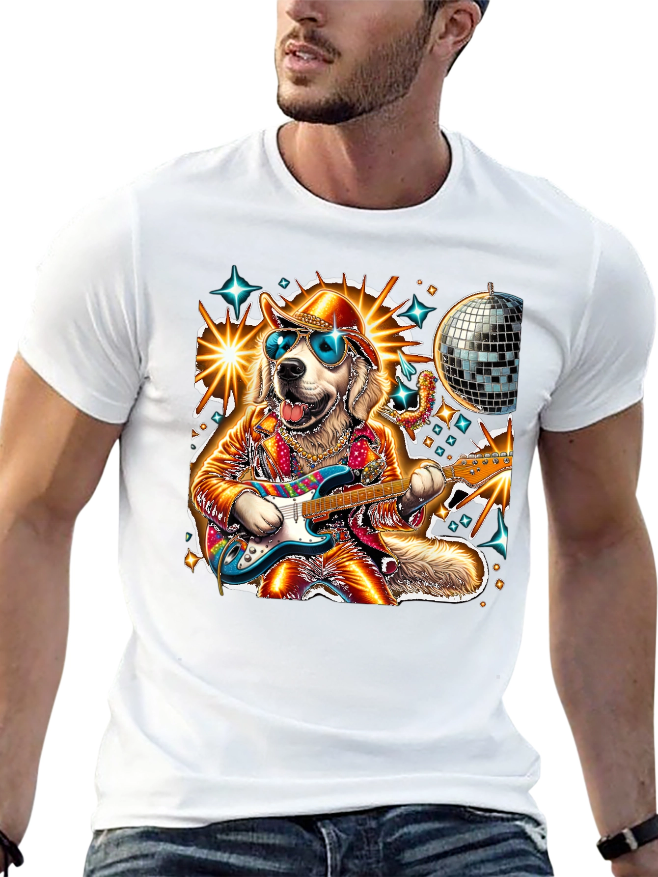 Disco Dog Guitarist Graphic Tee - 13