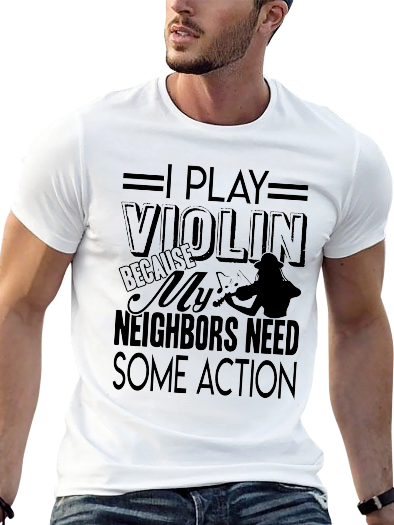 Black I Play Violin Black Graphic T-Shirt Musician Tee view 13