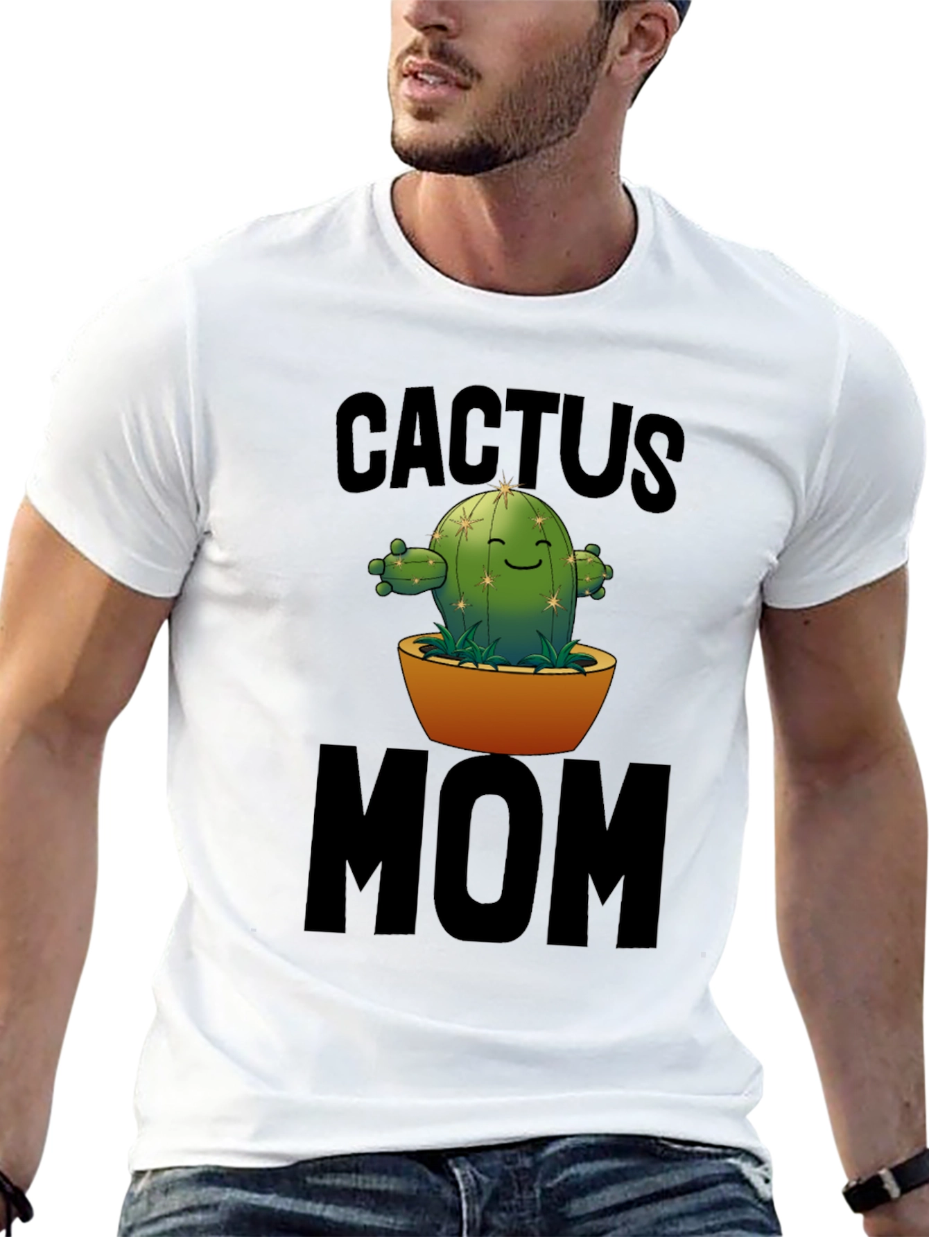 Black Cactus Mom Graphic Tee - Unisex Crew Neck view 13