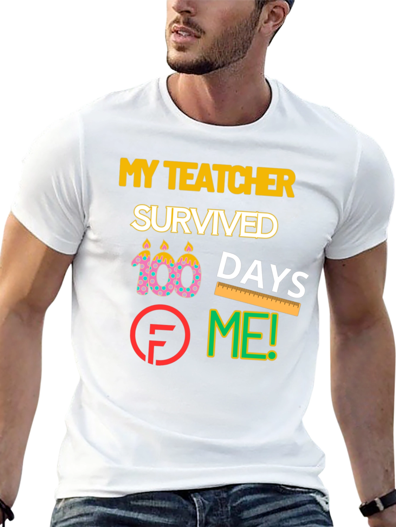 Black My Teacher Survived 100 Days Graphic T-Shirt view 13