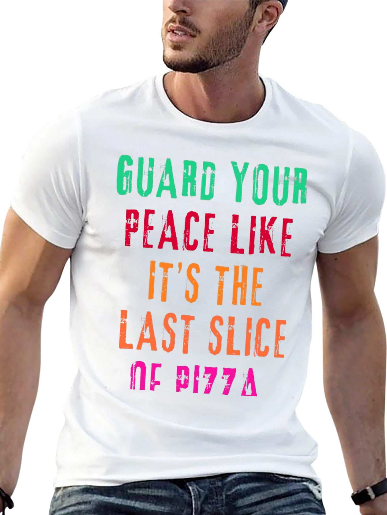 Black Guard Your Peace Pizza T-Shirt - Funny Graphic Tee view 13