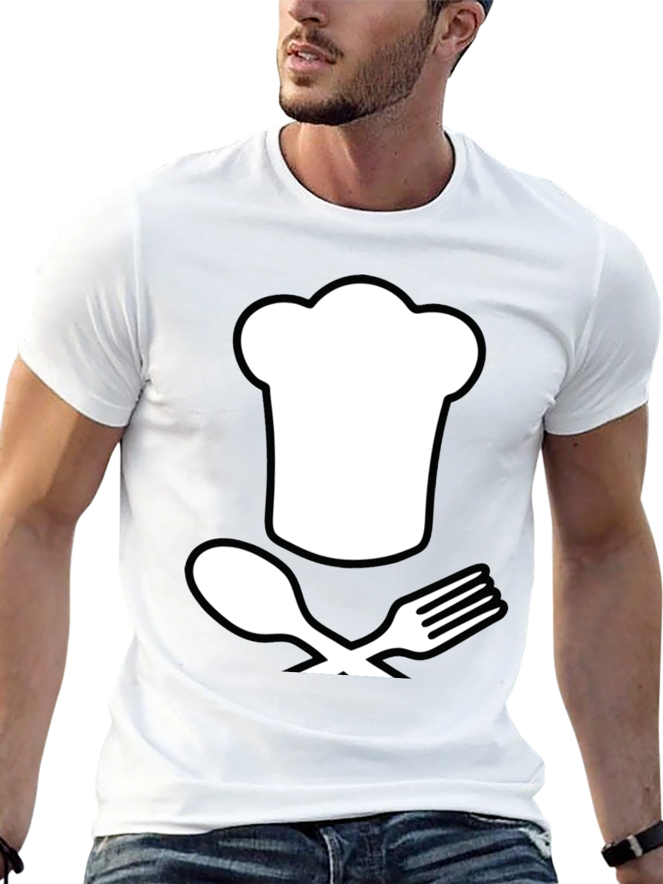 Black Chef Hat and Utensils T-Shirt view 13