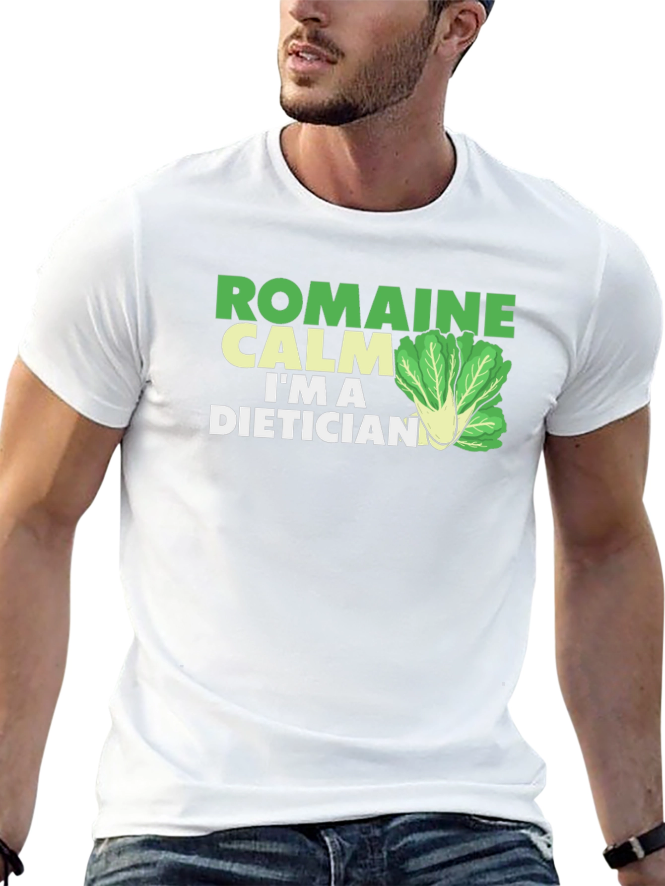 Black Romaine Calm Dietician T-Shirt - Funny Health Food Tee view 13
